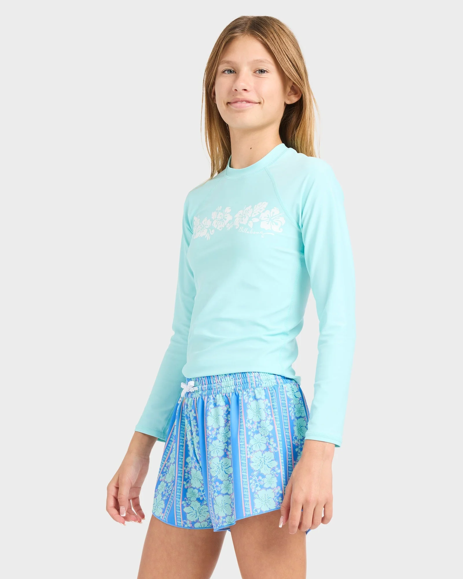 Girls 6-14 Happy Hibiscus Swim Volley Boardshorts - Image 3