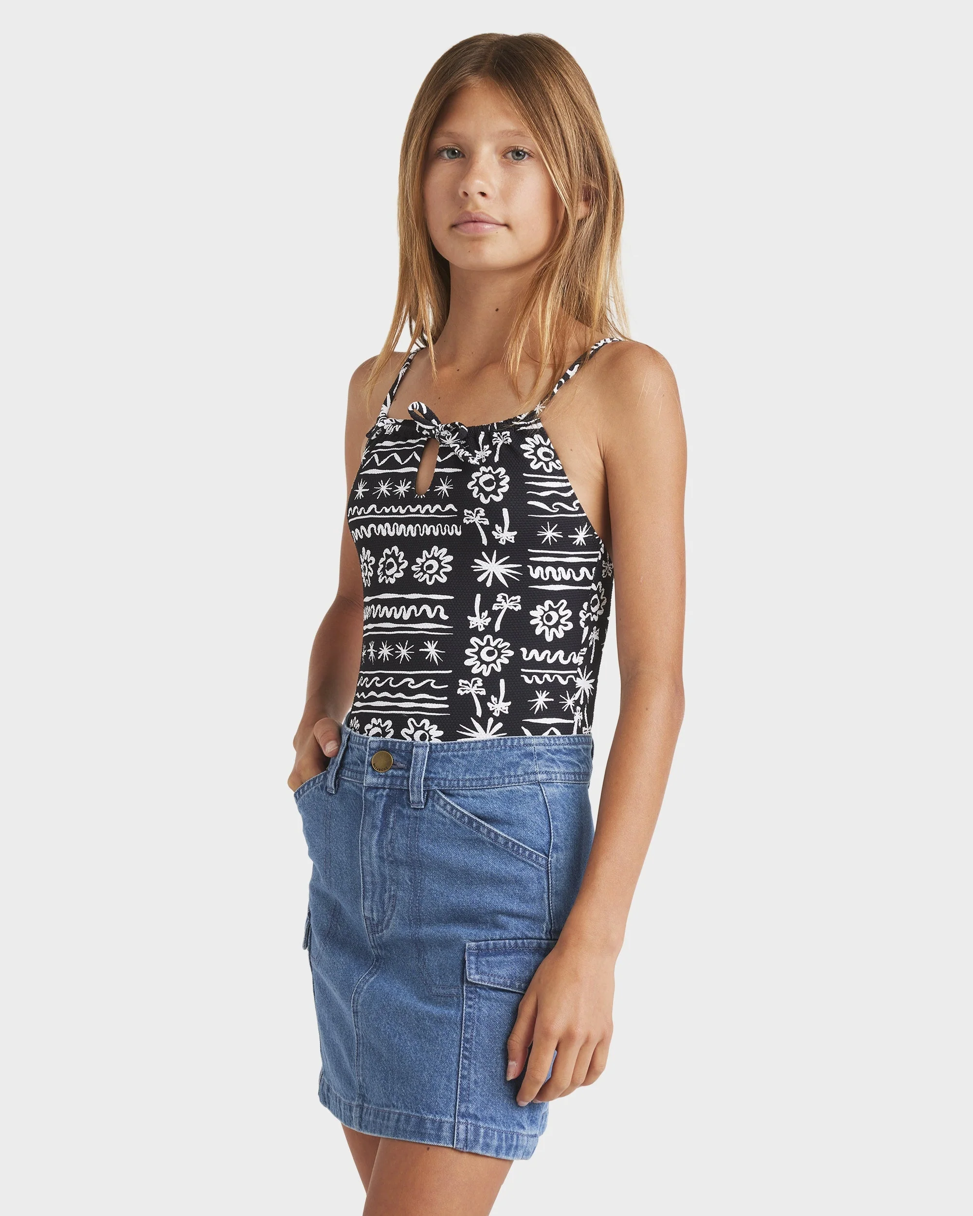 Girls 6-16 Hilary Cargo Denim Skirt - Image 3