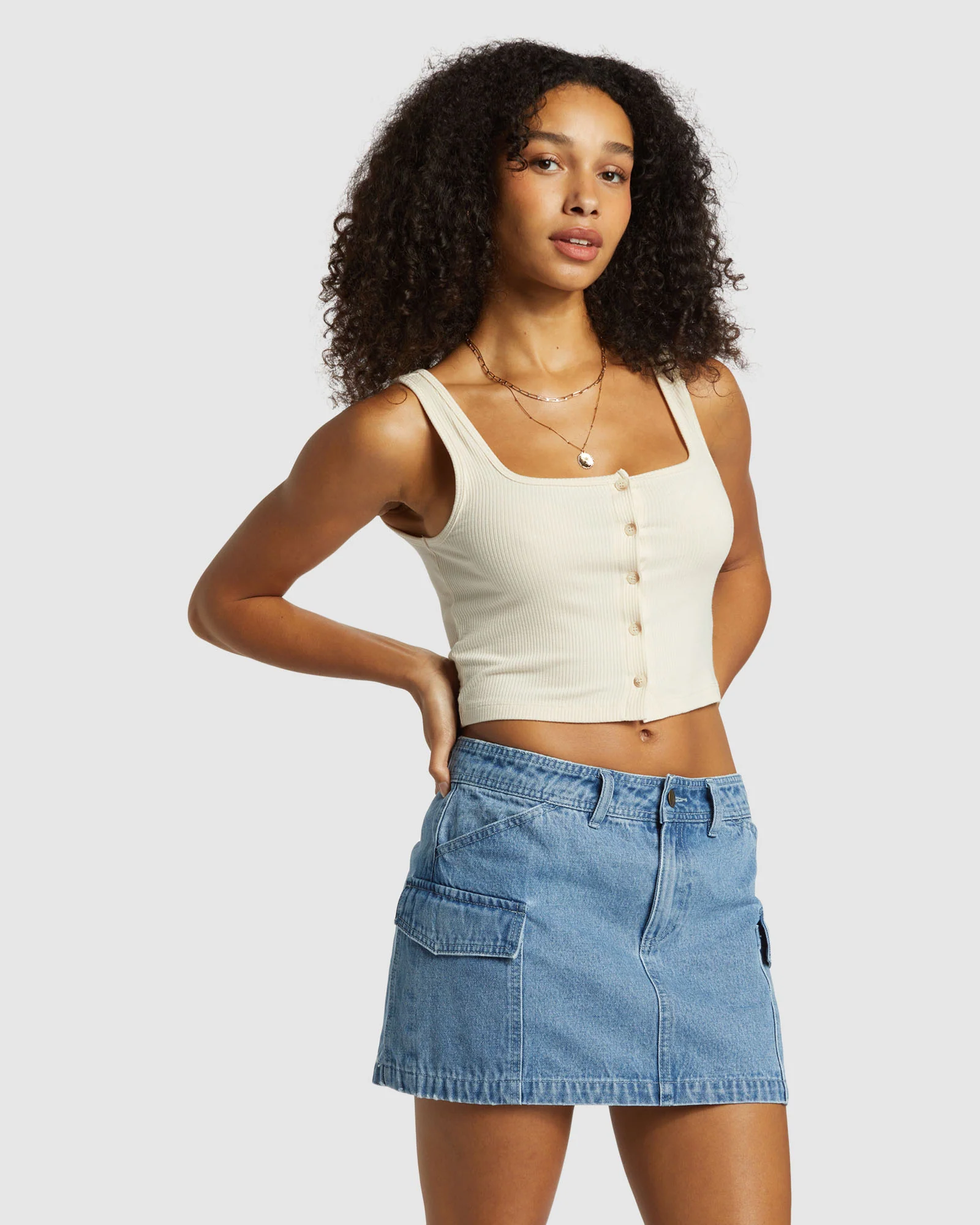 Womens Hilary Cargo Denim Skirt - Image 2
