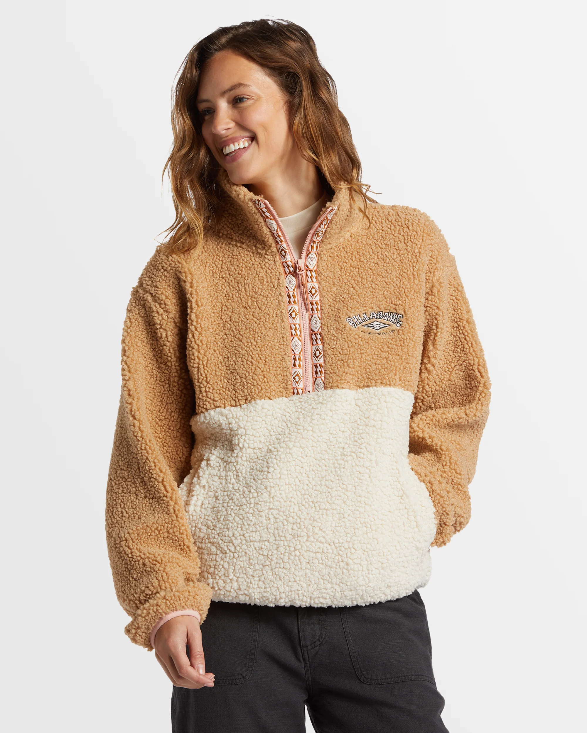Womens Horizon Colorblock Half Zip Fleece Pullover