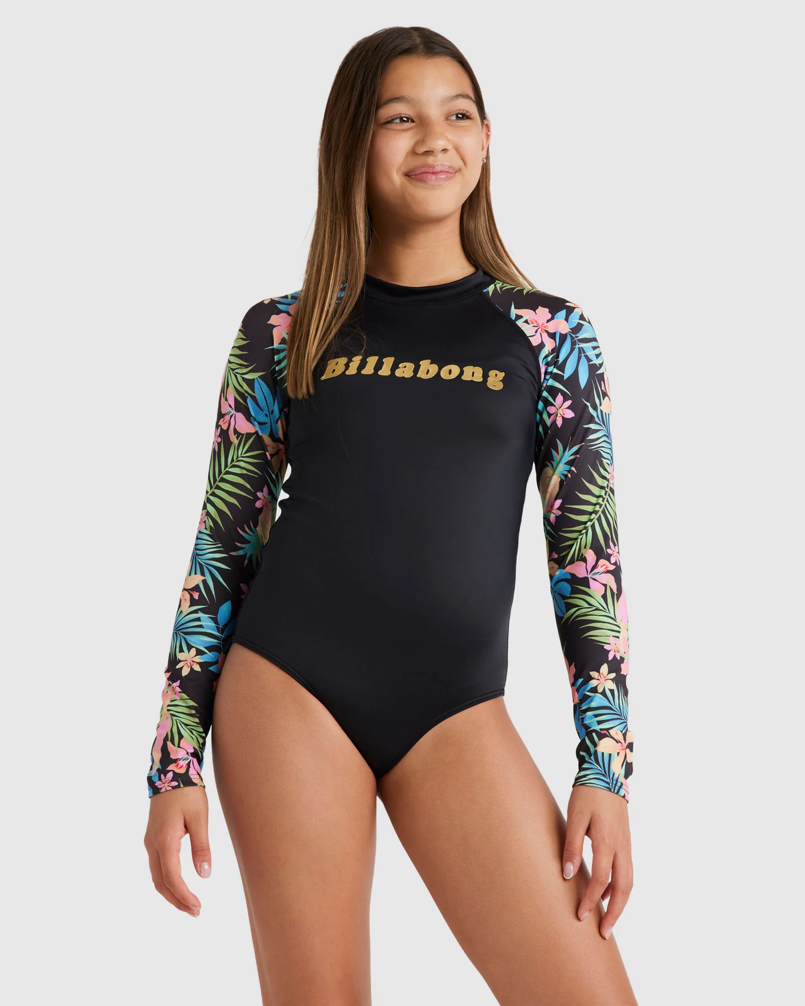 Girls 6-16 In Da Jungle Long Sleeve Bodysuit