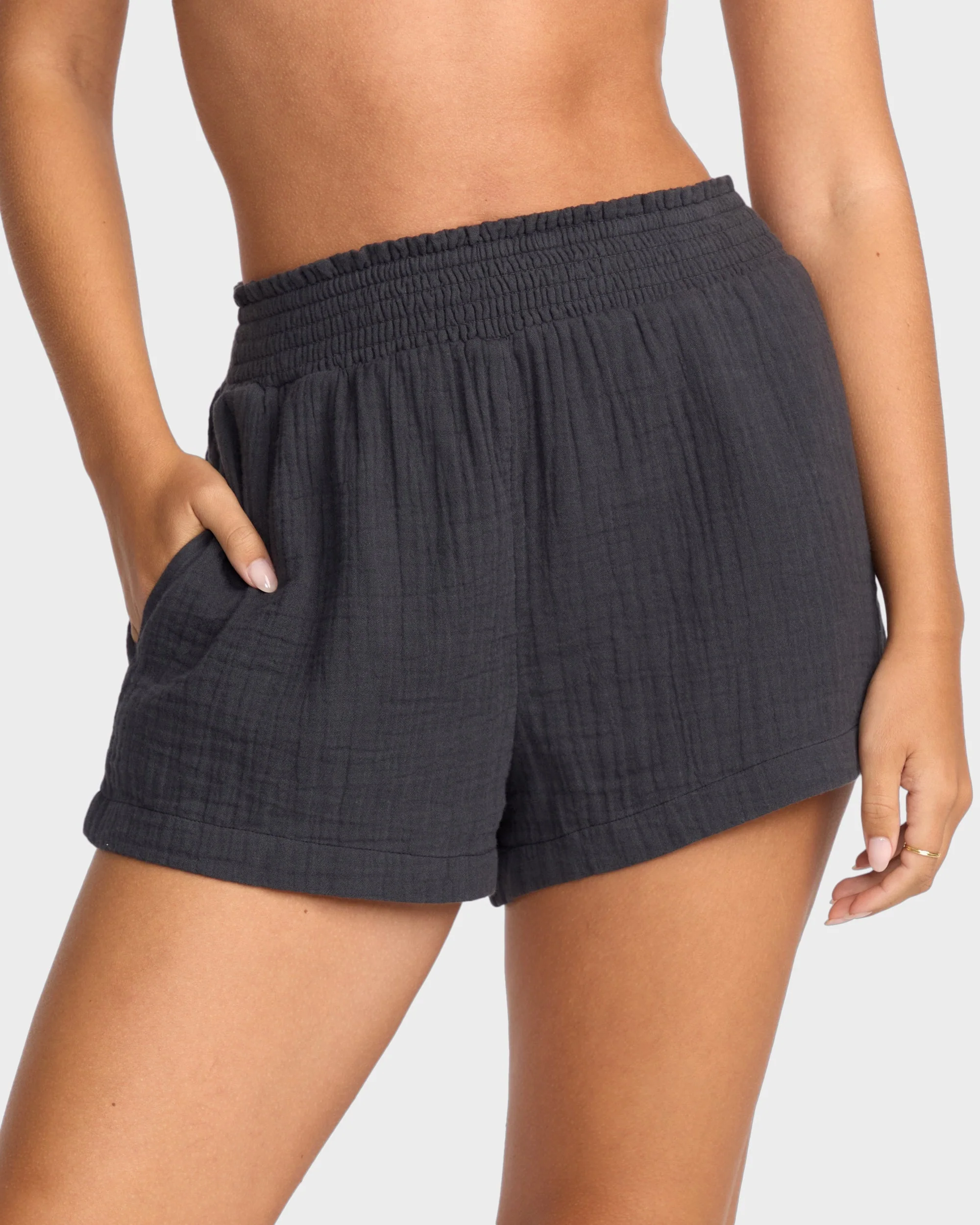 Womens In The Waves Elastic Waist Shorts - Image 3