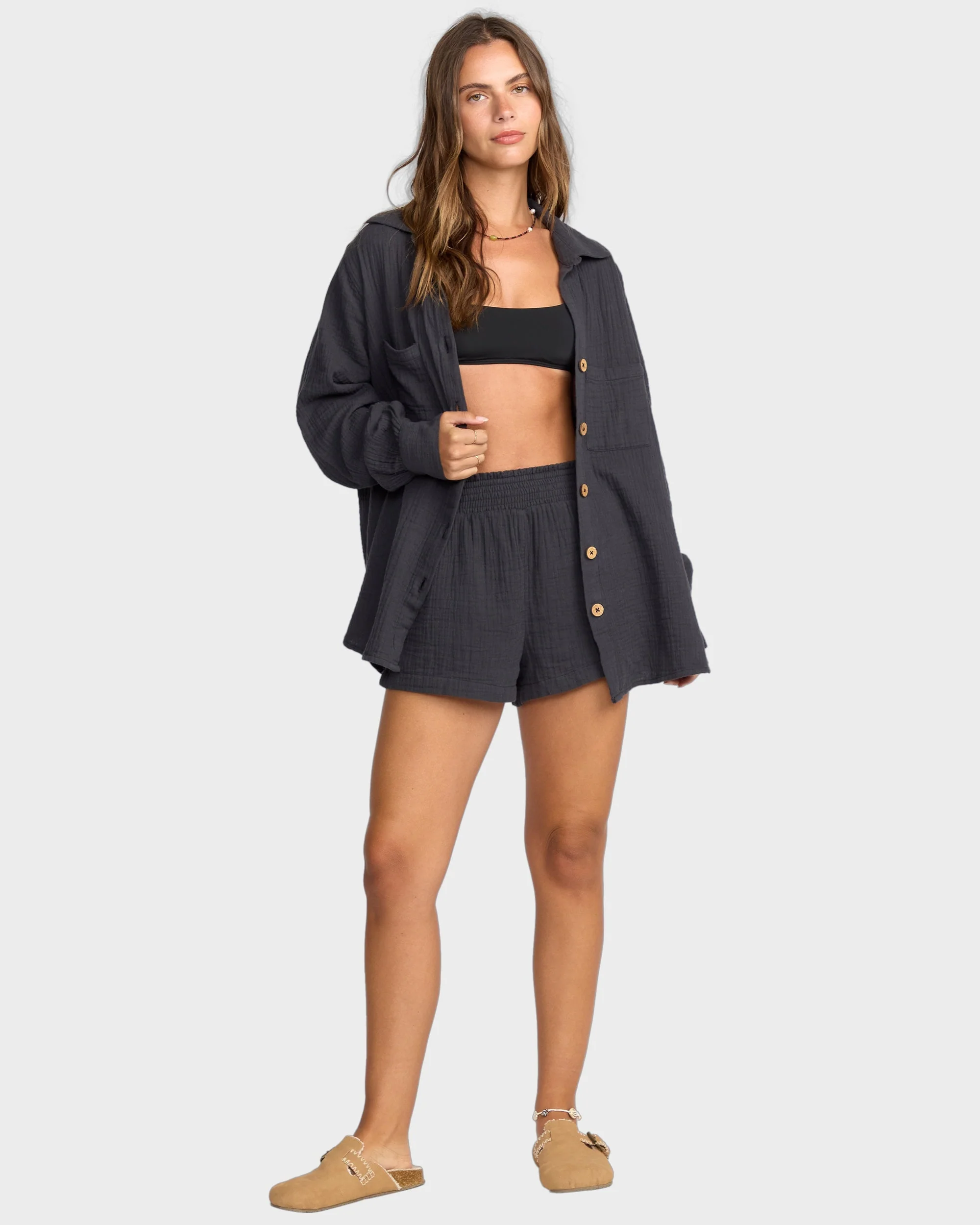 Womens In The Waves Elastic Waist Shorts - Image 5