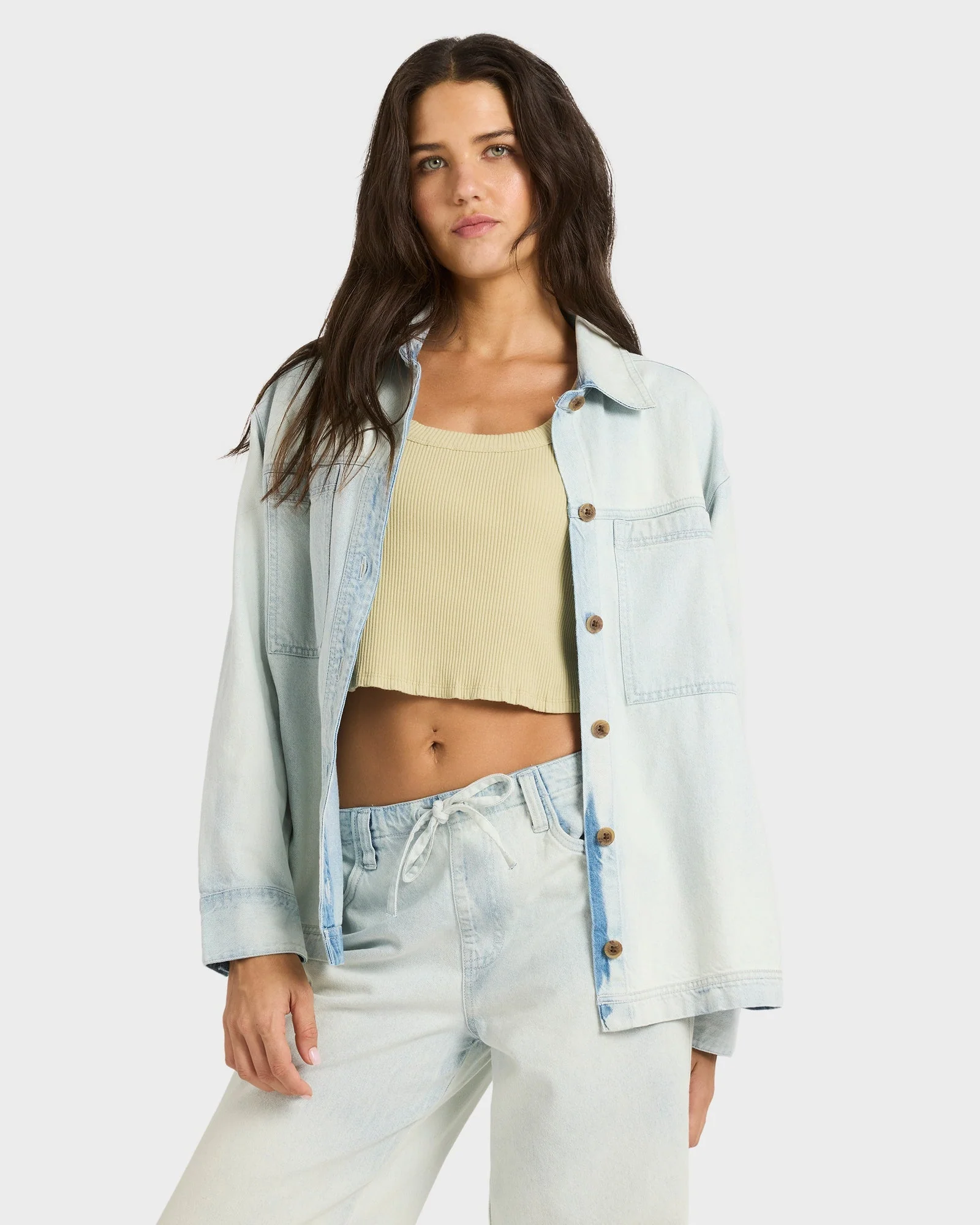 Womens Jade Saltwashed Denim Shacket - Image 2