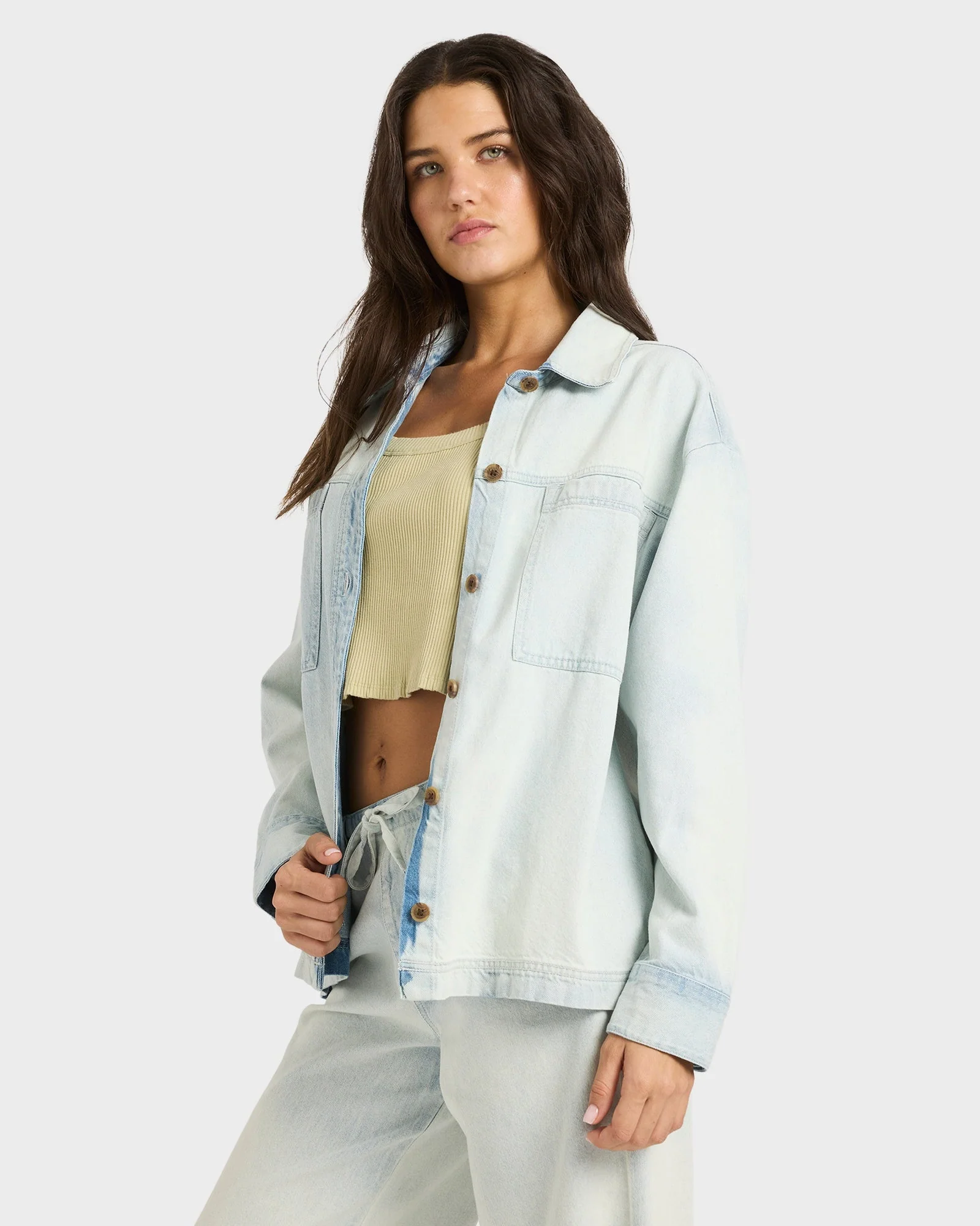 Womens Jade Saltwashed Denim Shacket - Image 4