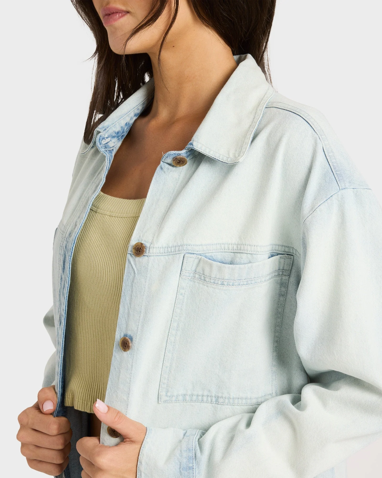 Womens Jade Saltwashed Denim Shacket - Image 5