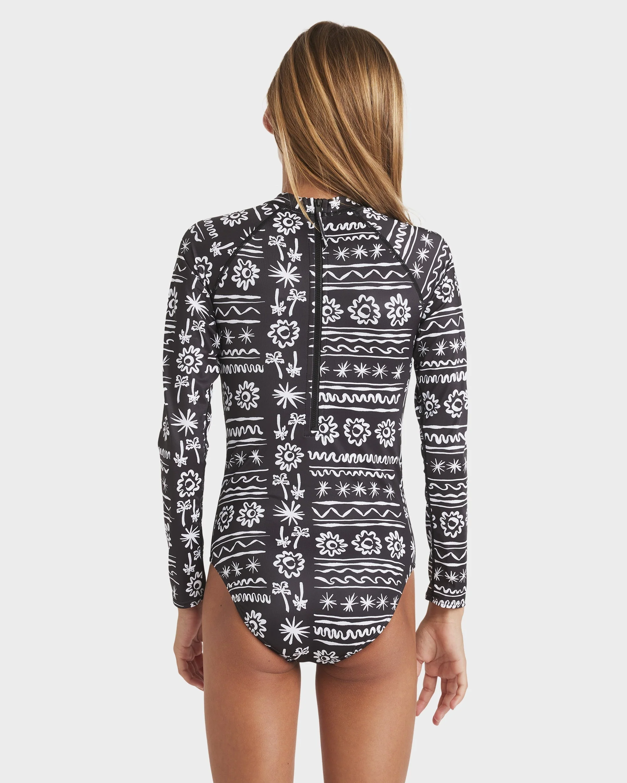 Girls 8-14 Lost On You Long Sleeve Bodysuit Rash Vest - Image 2