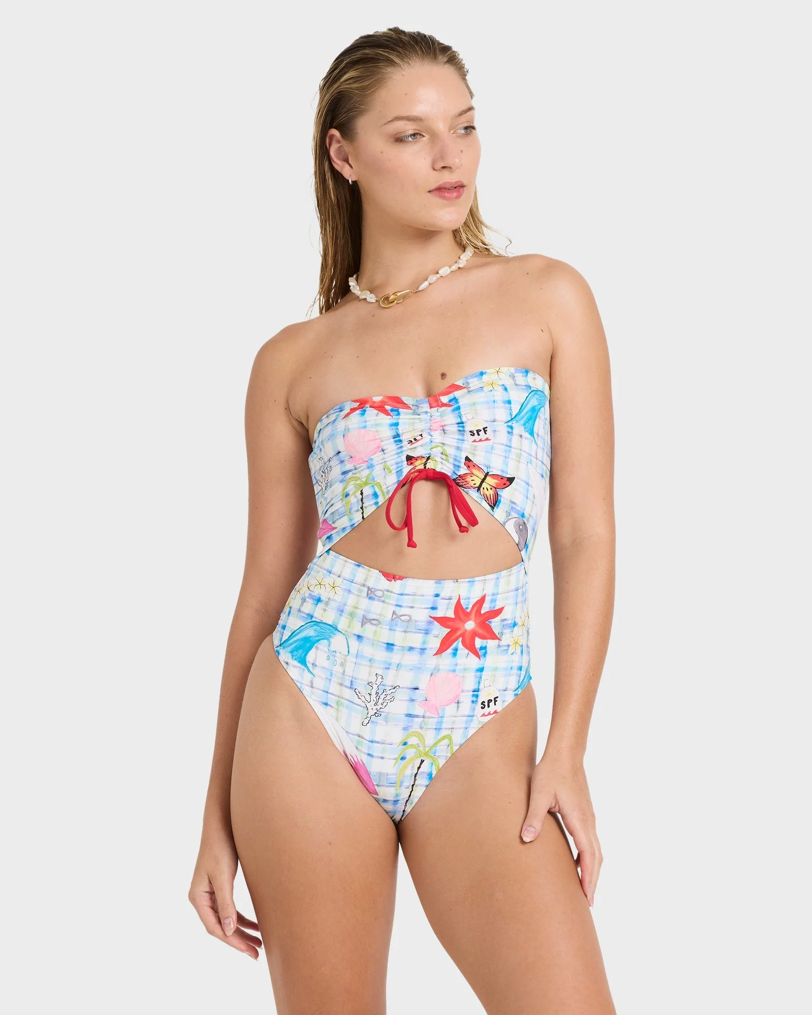 Womens Lottie Hall Summer Bandeau One Piece Swimsuit - Image 2