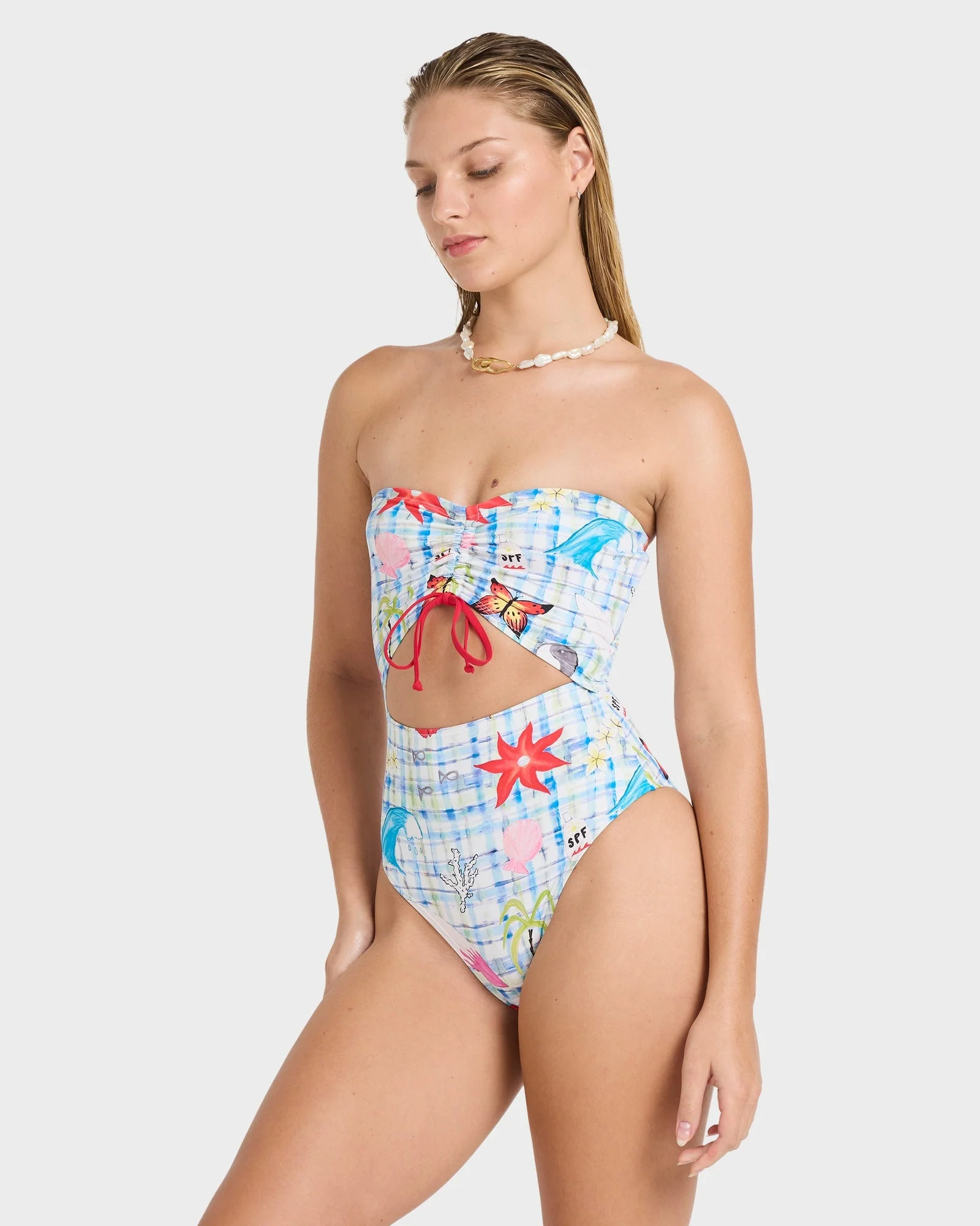 Womens Lottie Hall Summer Bandeau One Piece Swimsuit - Image 4