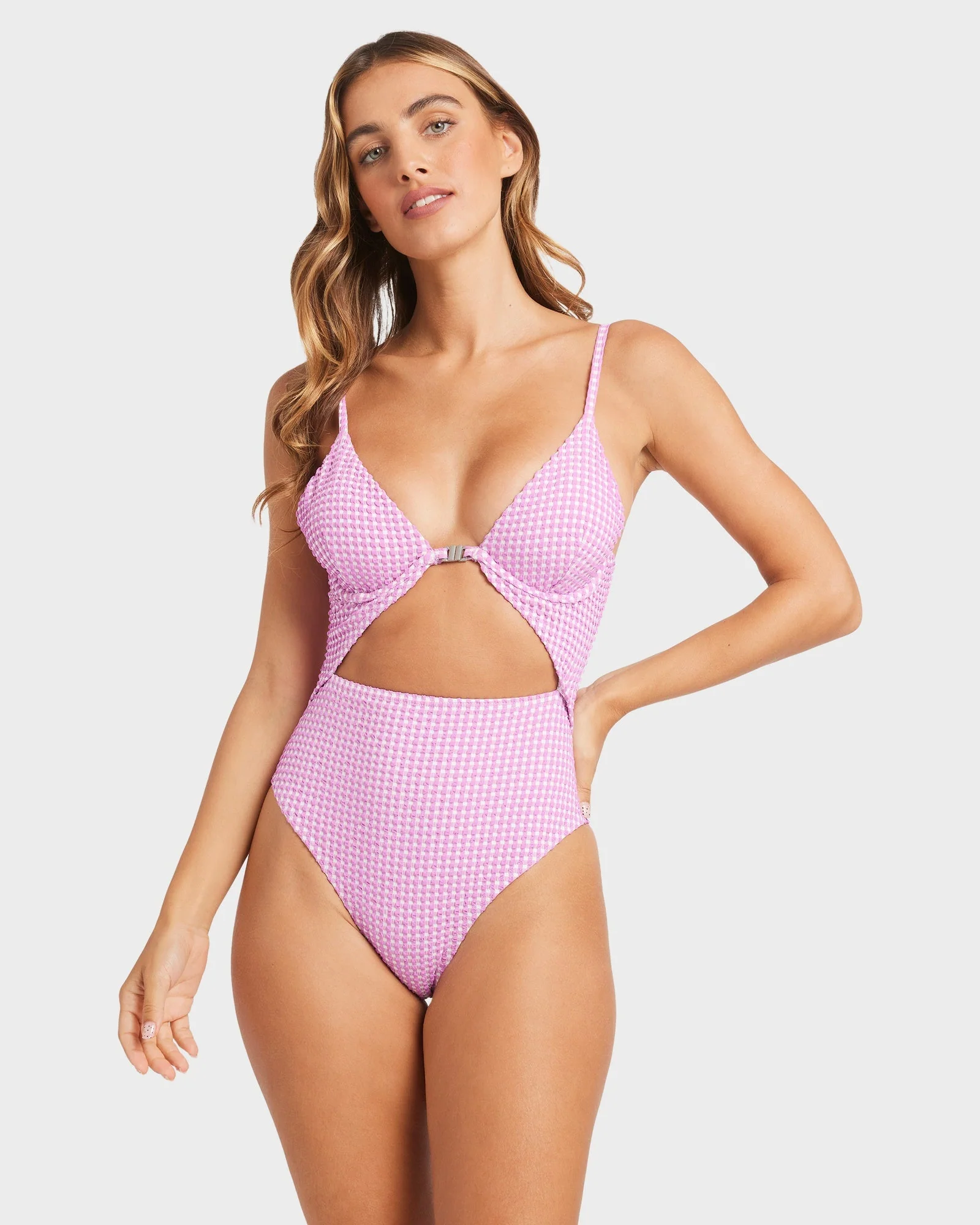 Womens Mini Wave Check Kaia One Piece Swimsuit - Image 2