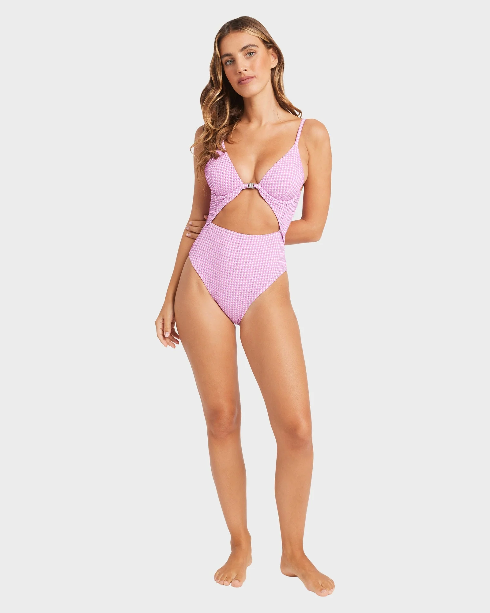 Womens Mini Wave Check Kaia One Piece Swimsuit - Image 6
