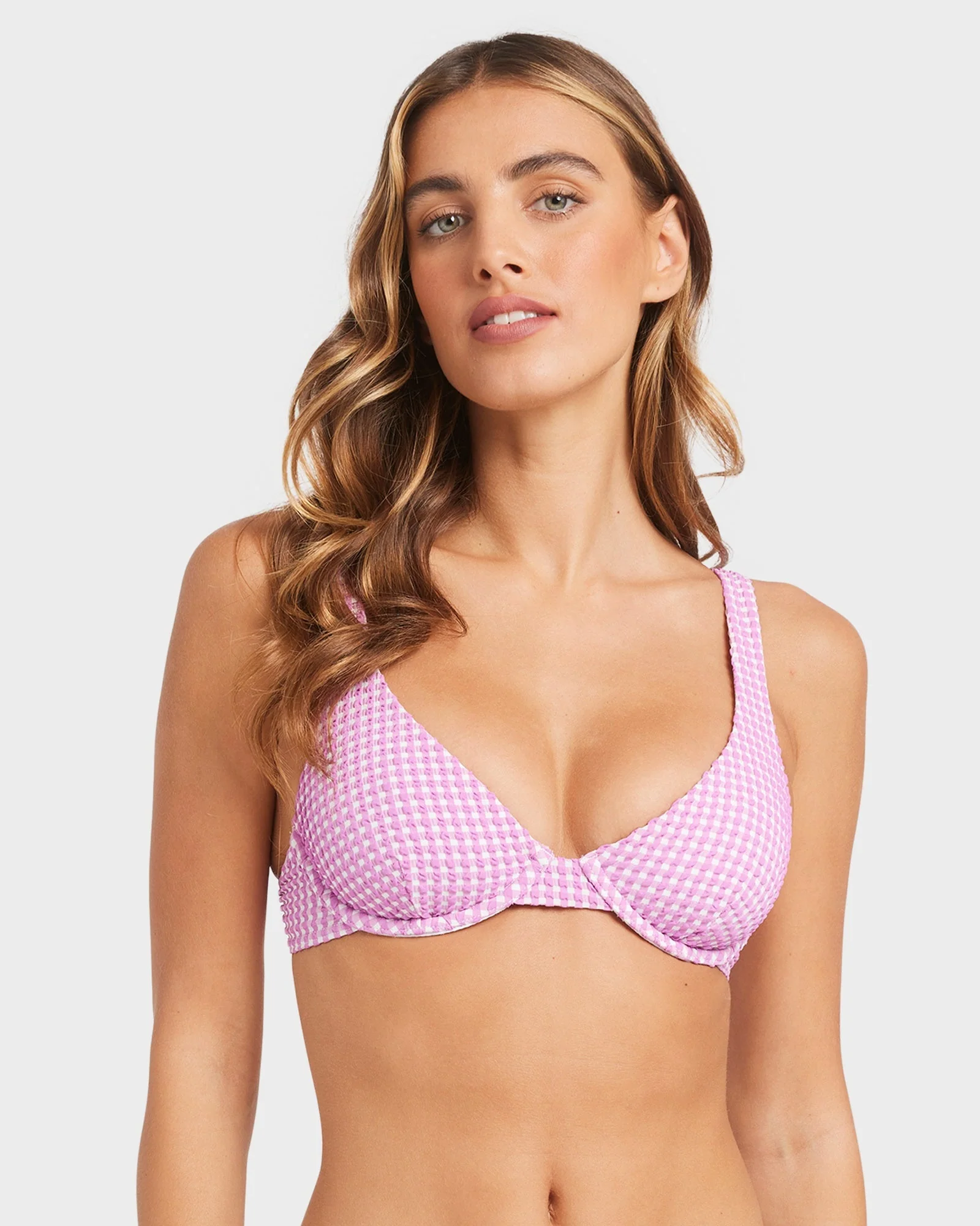 Womens Mini Wave Check Ruby Bra Bikini Top - Image 5