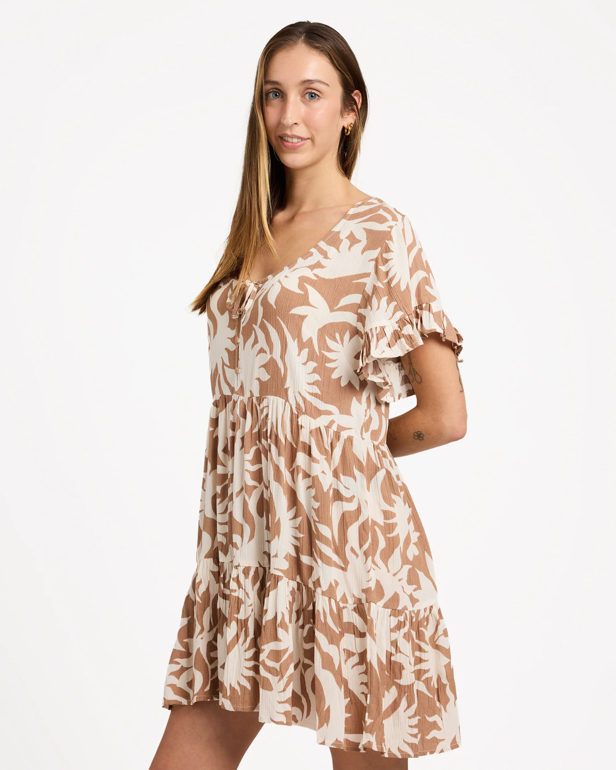 Womens Off Tropic Tier Mini Dress - Image 3