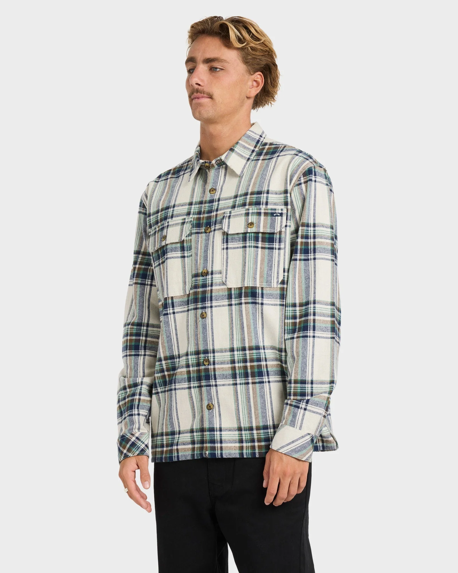 Mens Offshore Long Sleeve Flannel Shirt - Image 3