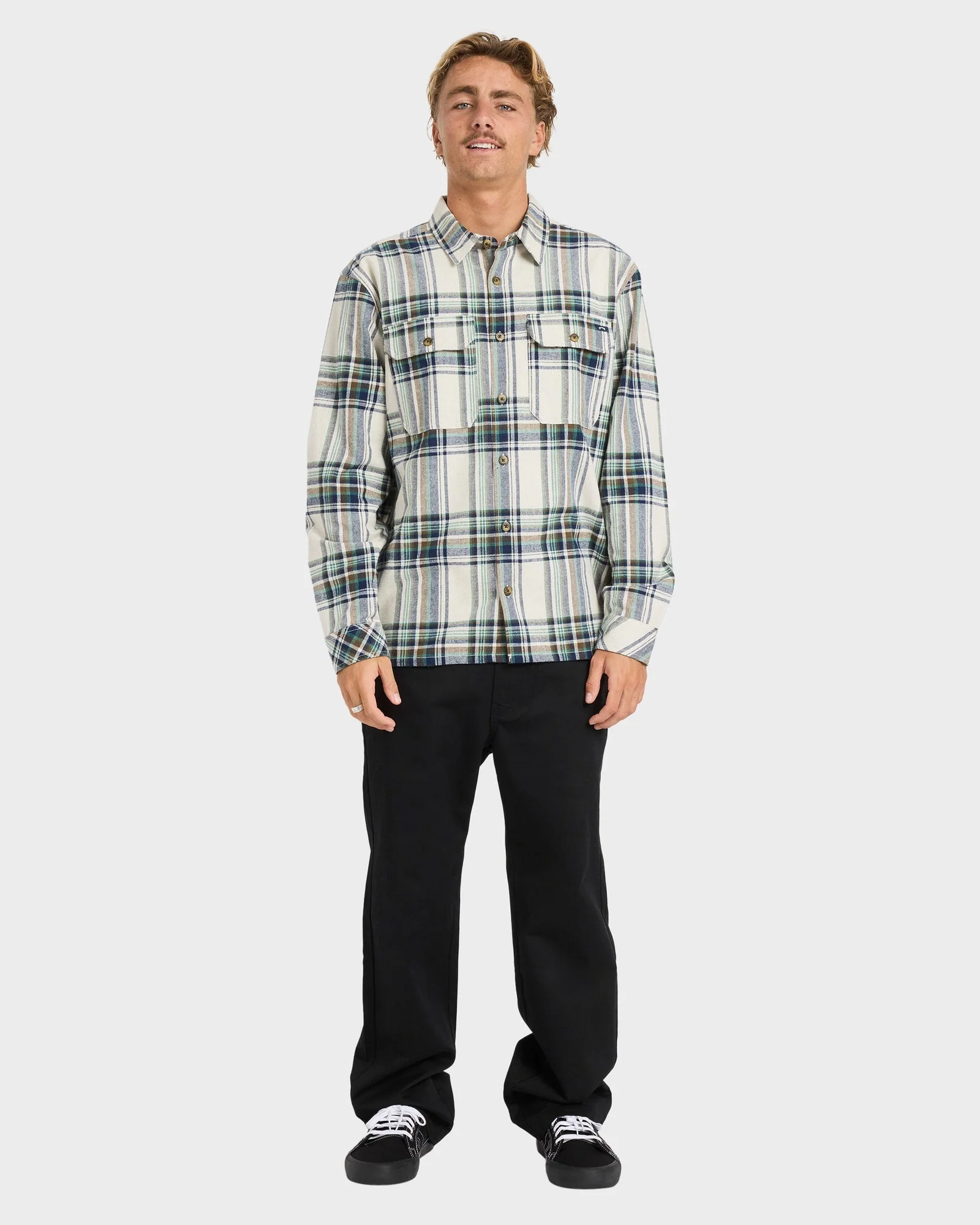 Mens Offshore Long Sleeve Flannel Shirt - Image 5