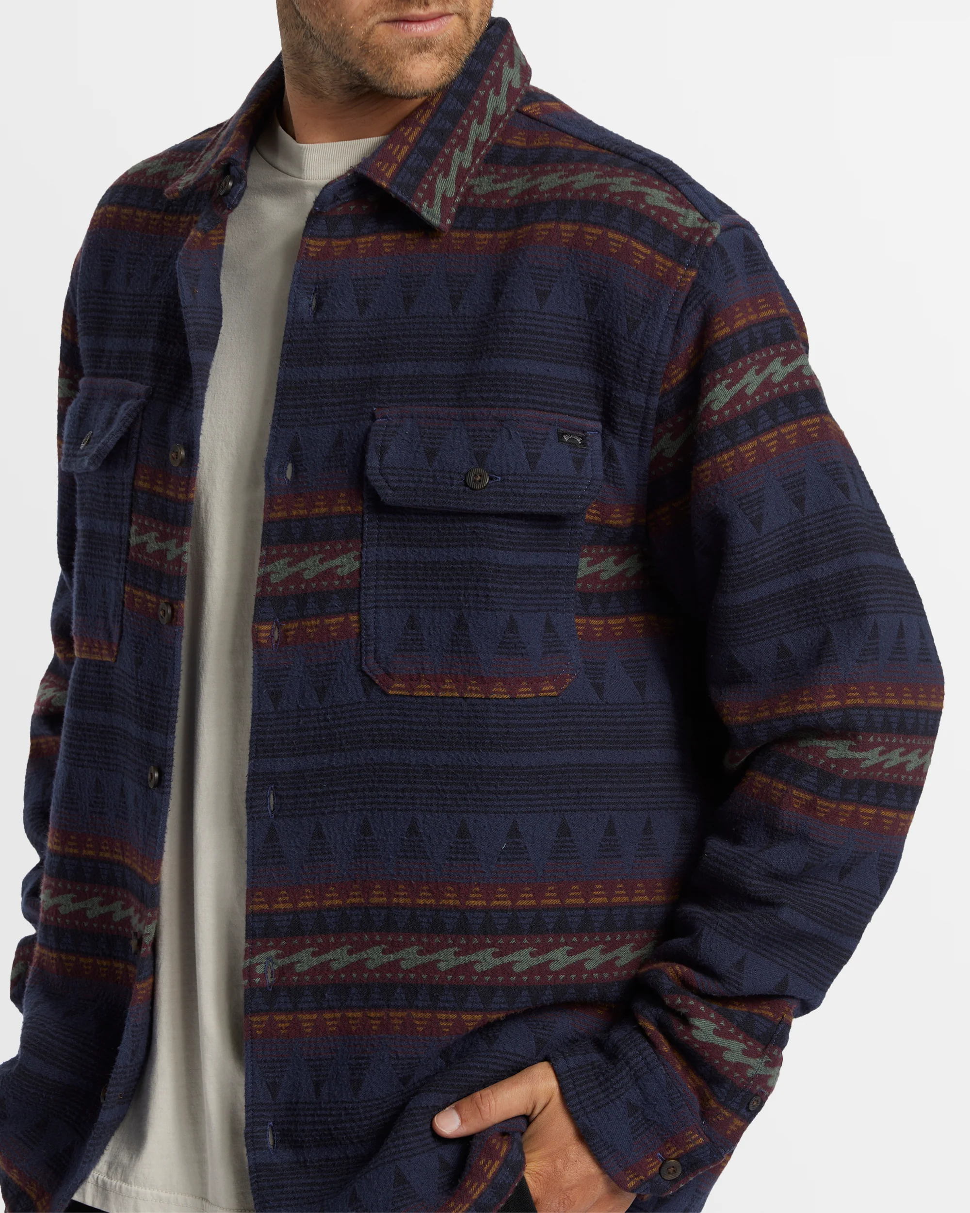 Mens Offshore Jacquard Flannel Shirt - Image 4
