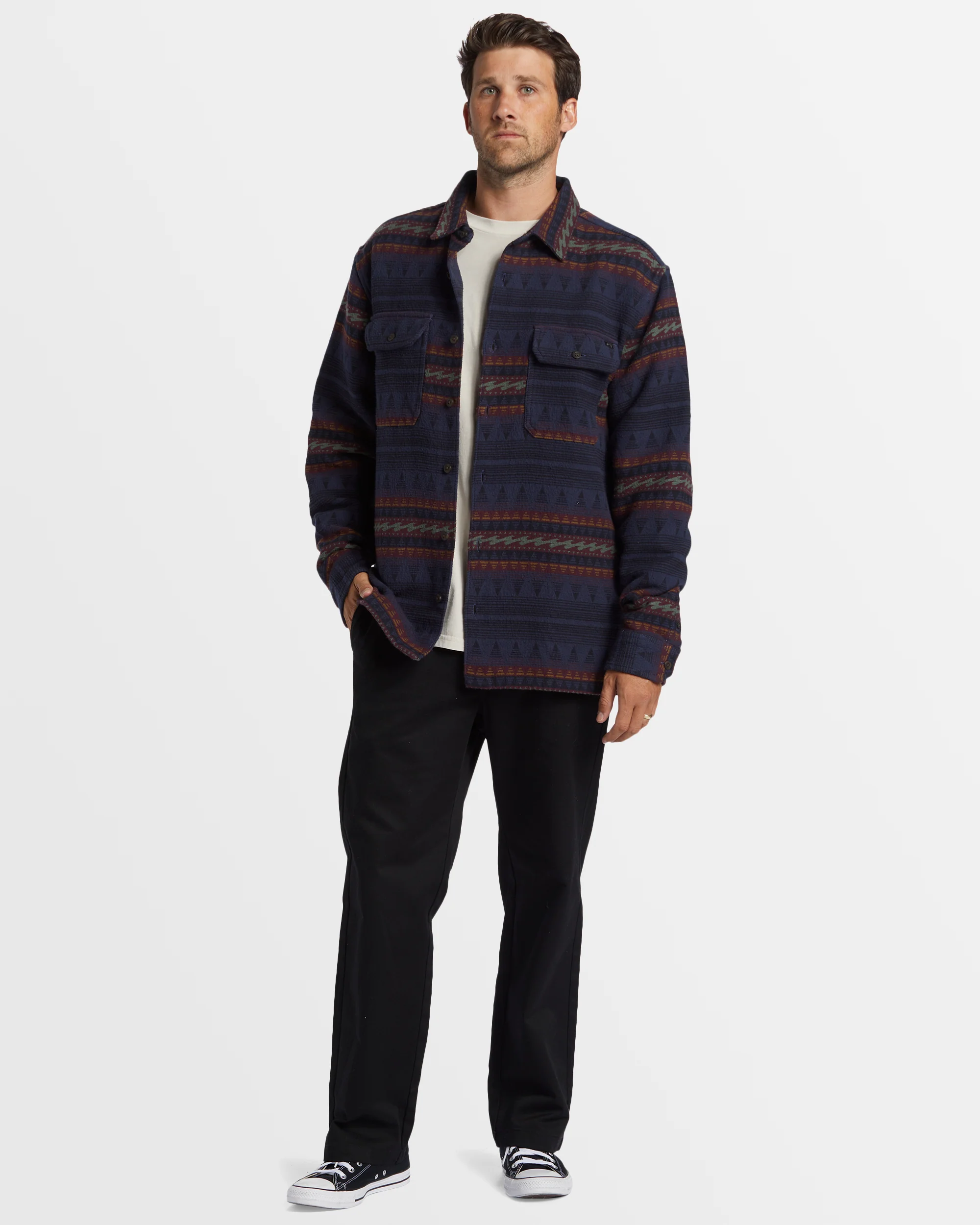 Mens Offshore Jacquard Flannel Shirt - Image 5