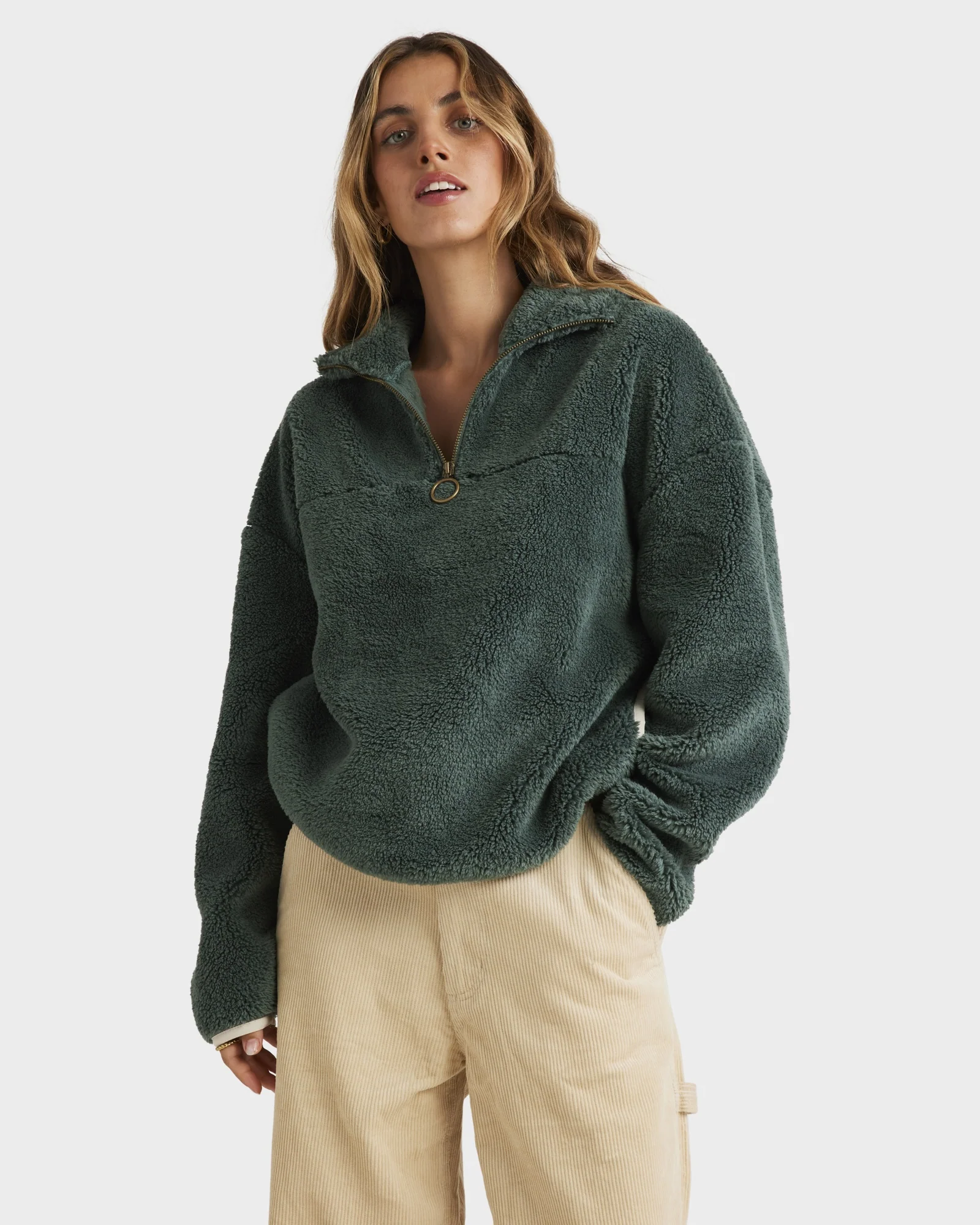 Womens Old Days Half Zip Fleece Pullover - Image 2