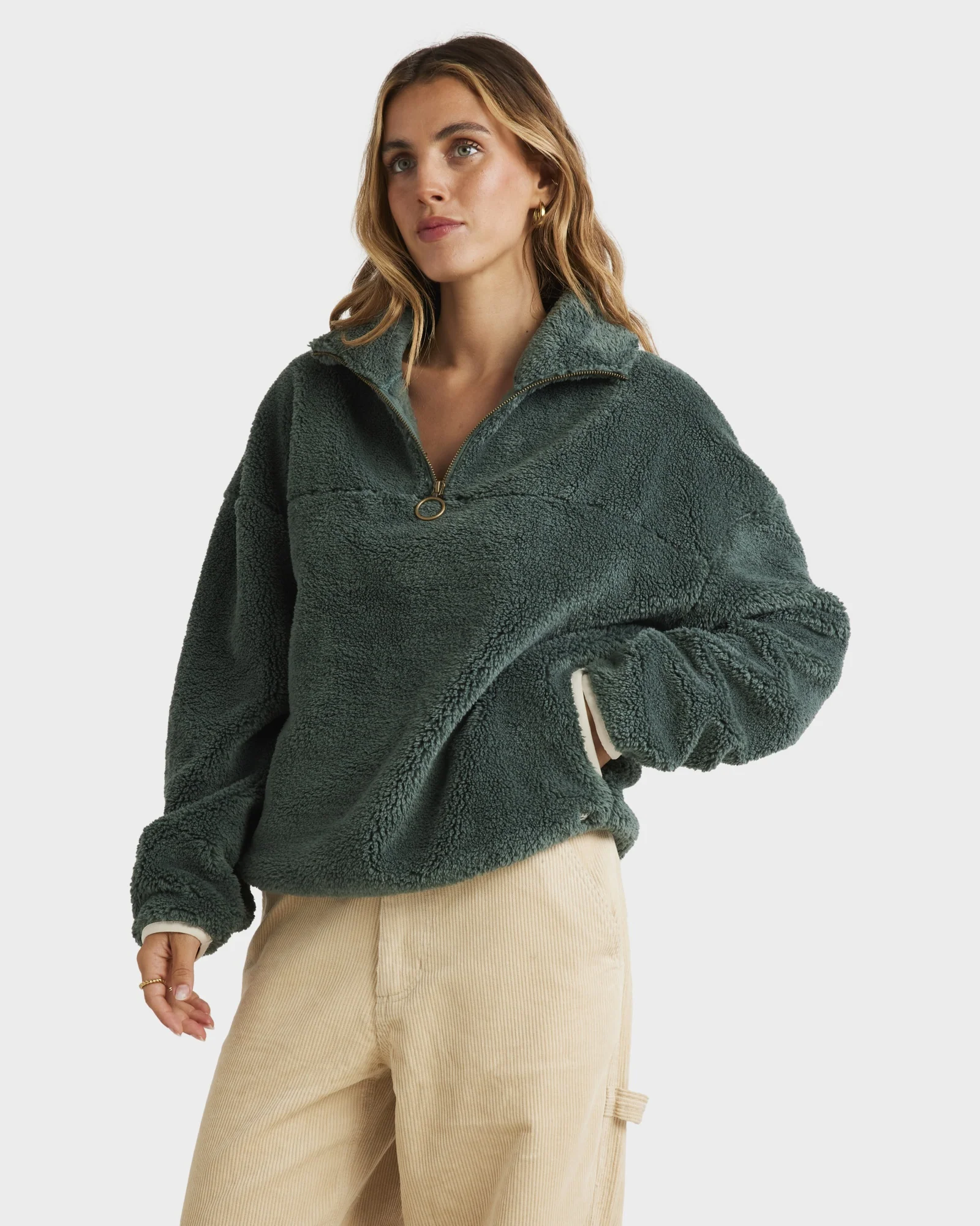 Womens Old Days Half Zip Fleece Pullover - Image 3