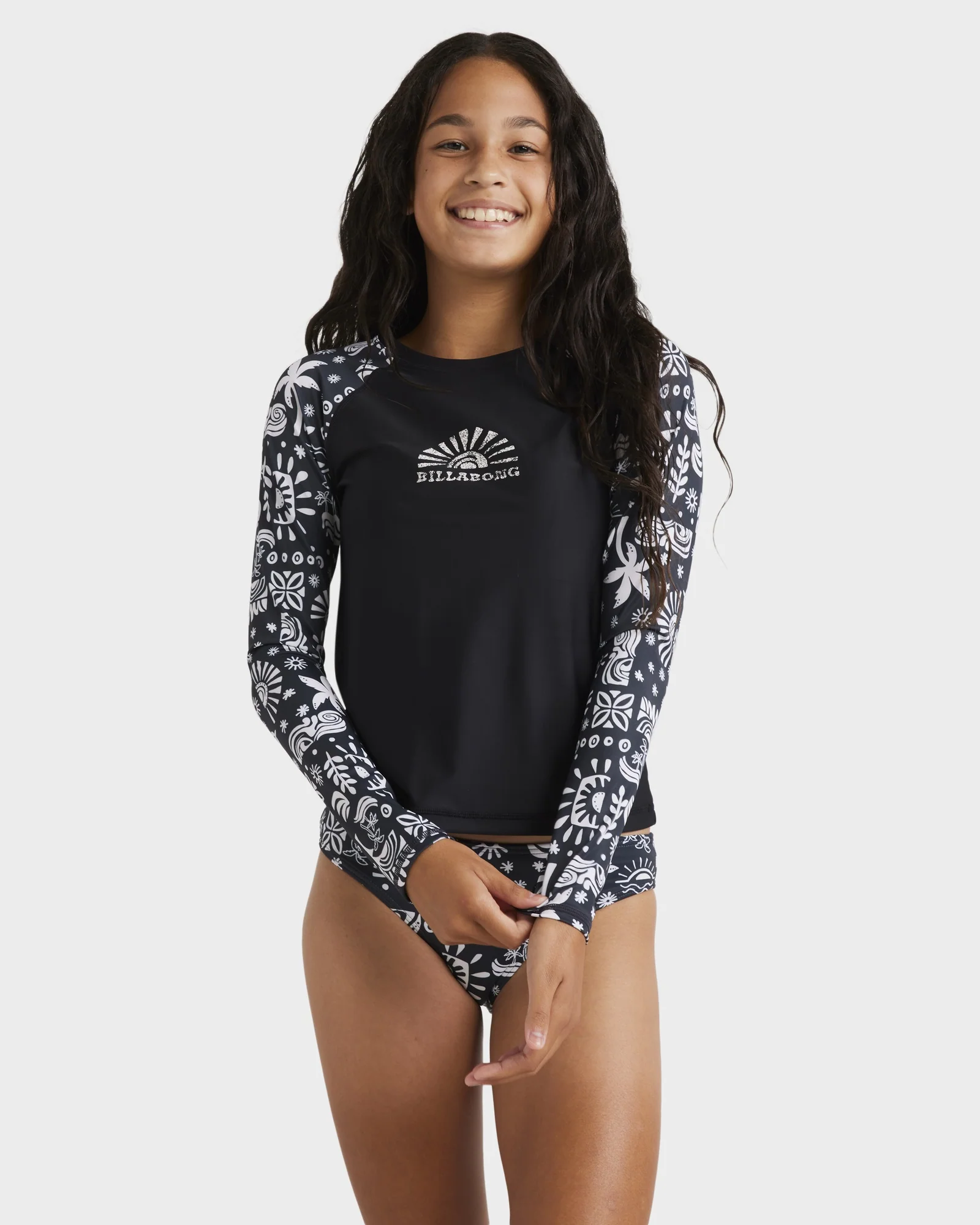 Girls 6-14 Paradise Stamp Long Sleeve Rash Vest