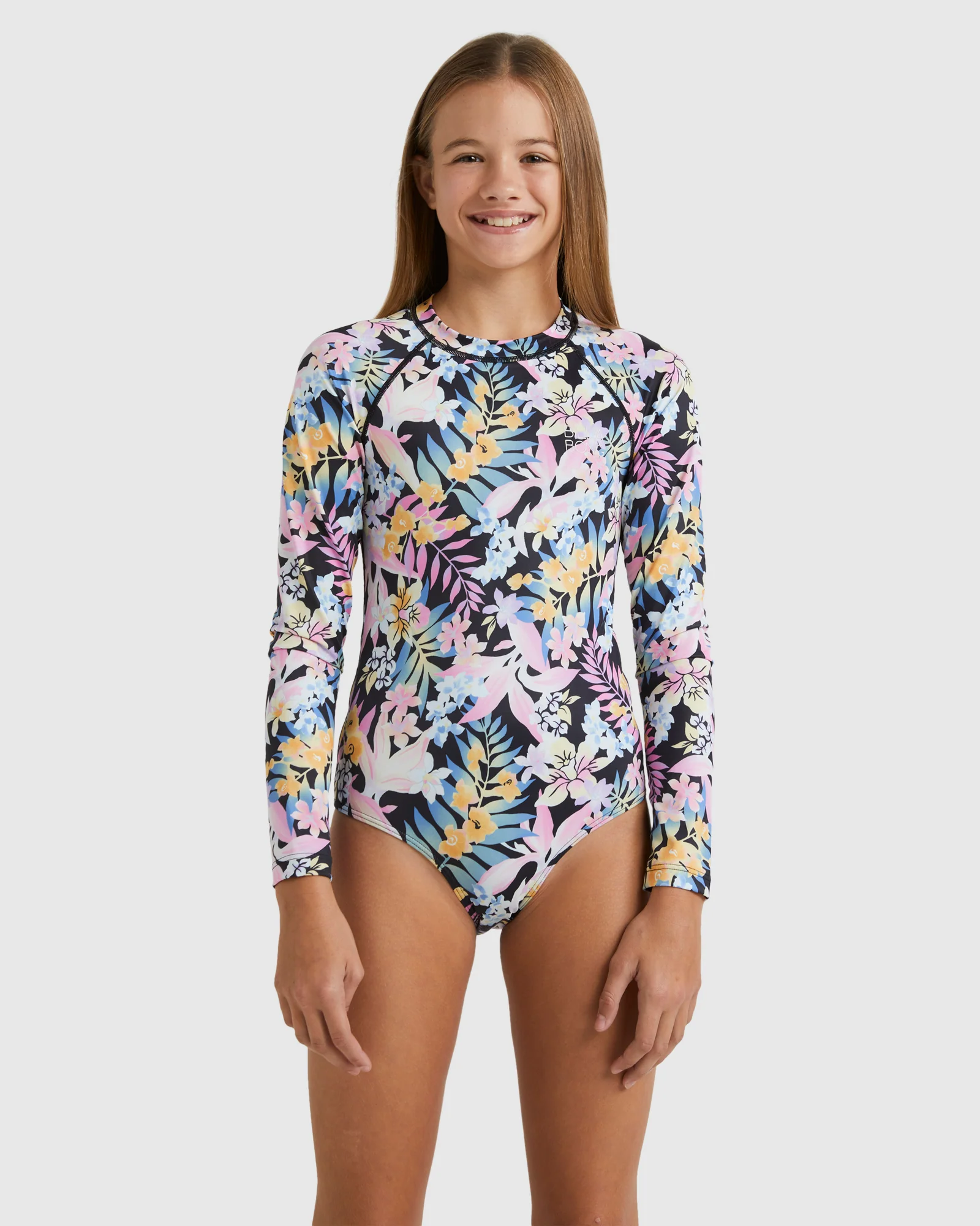 Girls 6-16 Peaceful Palms Long Sleeve One Piece Rash Vest