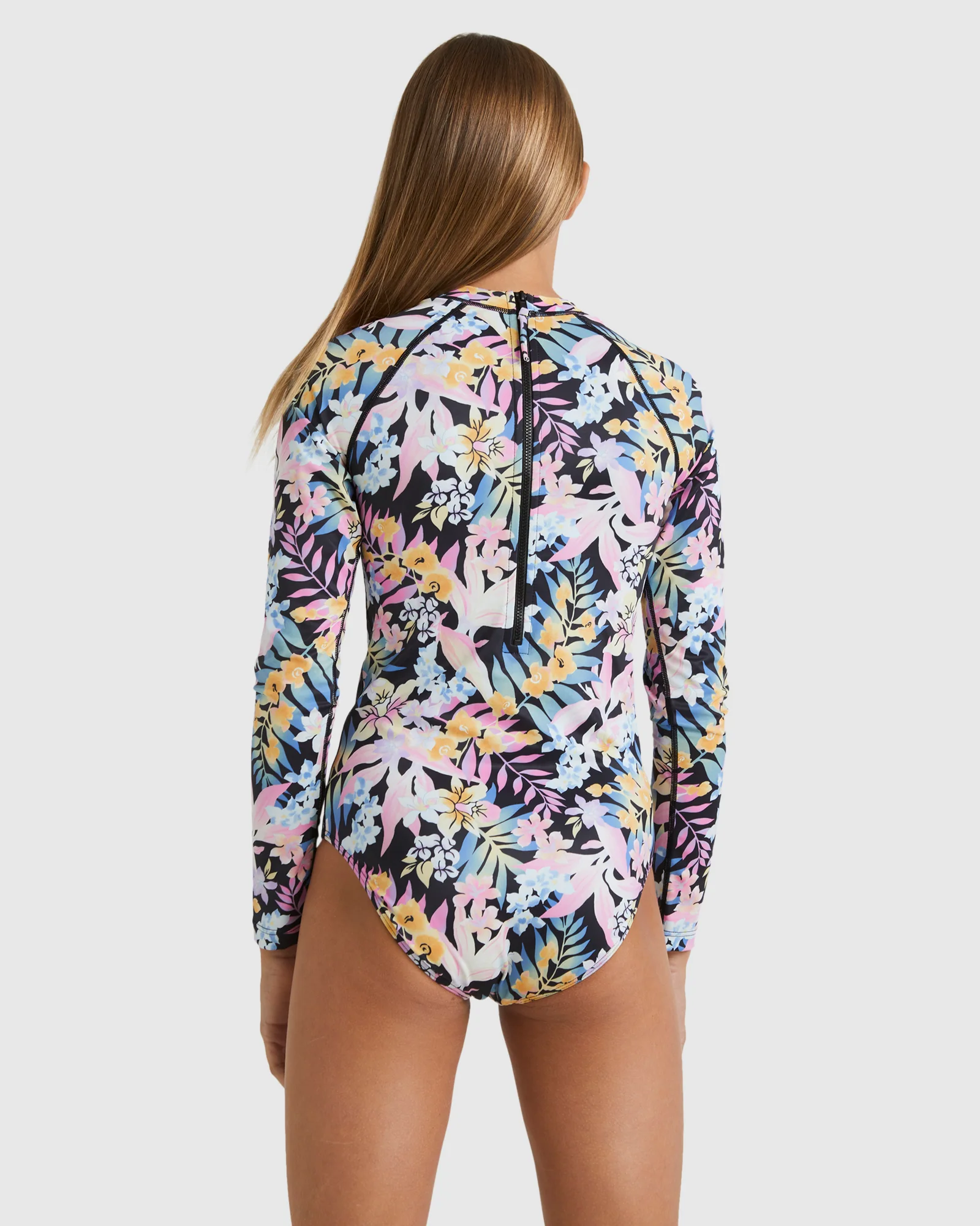 Girls 6-16 Peaceful Palms Long Sleeve One Piece Rash Vest - Image 3