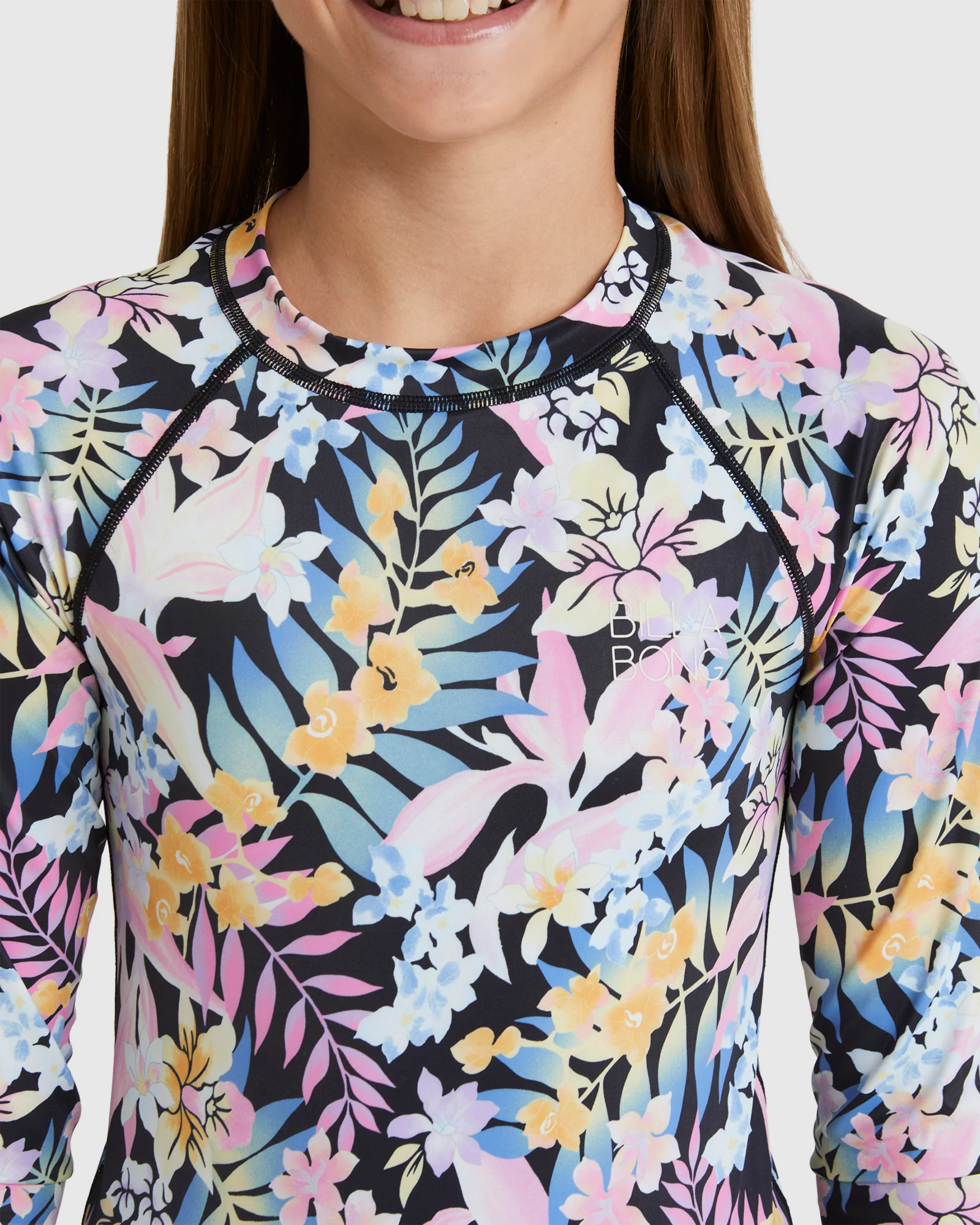 Girls 6-16 Peaceful Palms Long Sleeve One Piece Rash Vest - Image 4