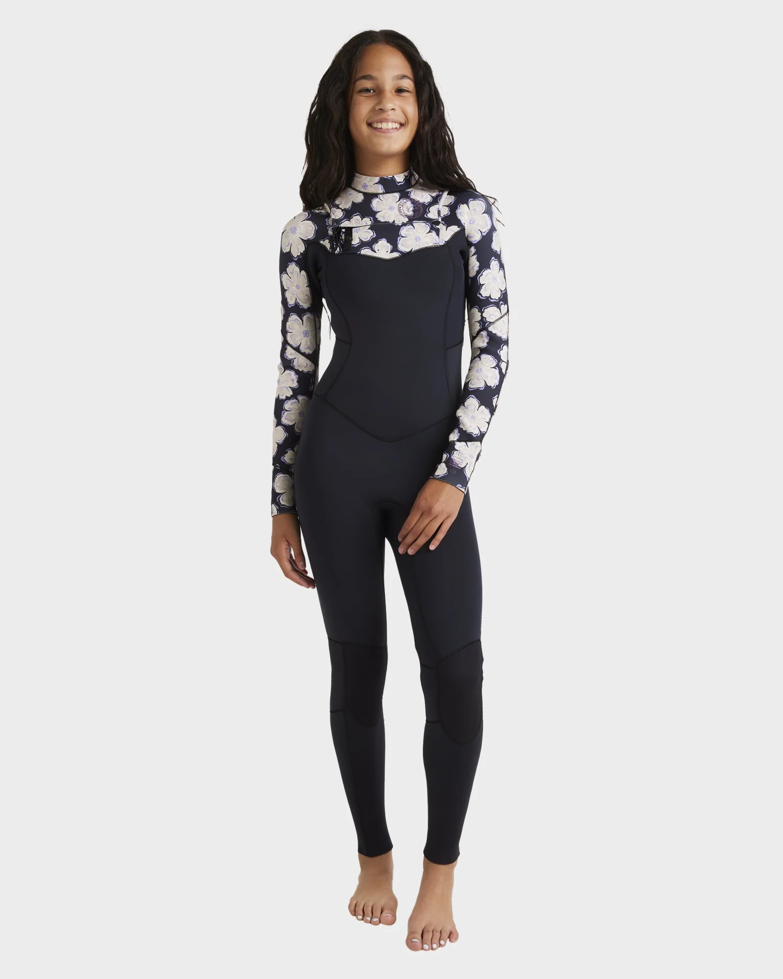 Girls 8-14 3/2mm Salty Dayz Natural Chest Zip Steamer Wetsuit
