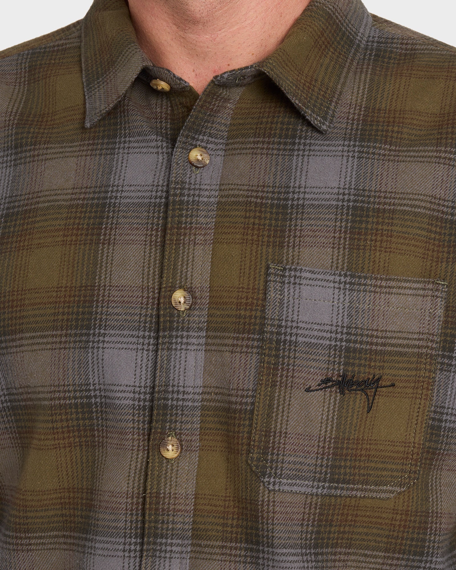 Mens Script Long Sleeve Flannel Shirt - Image 4