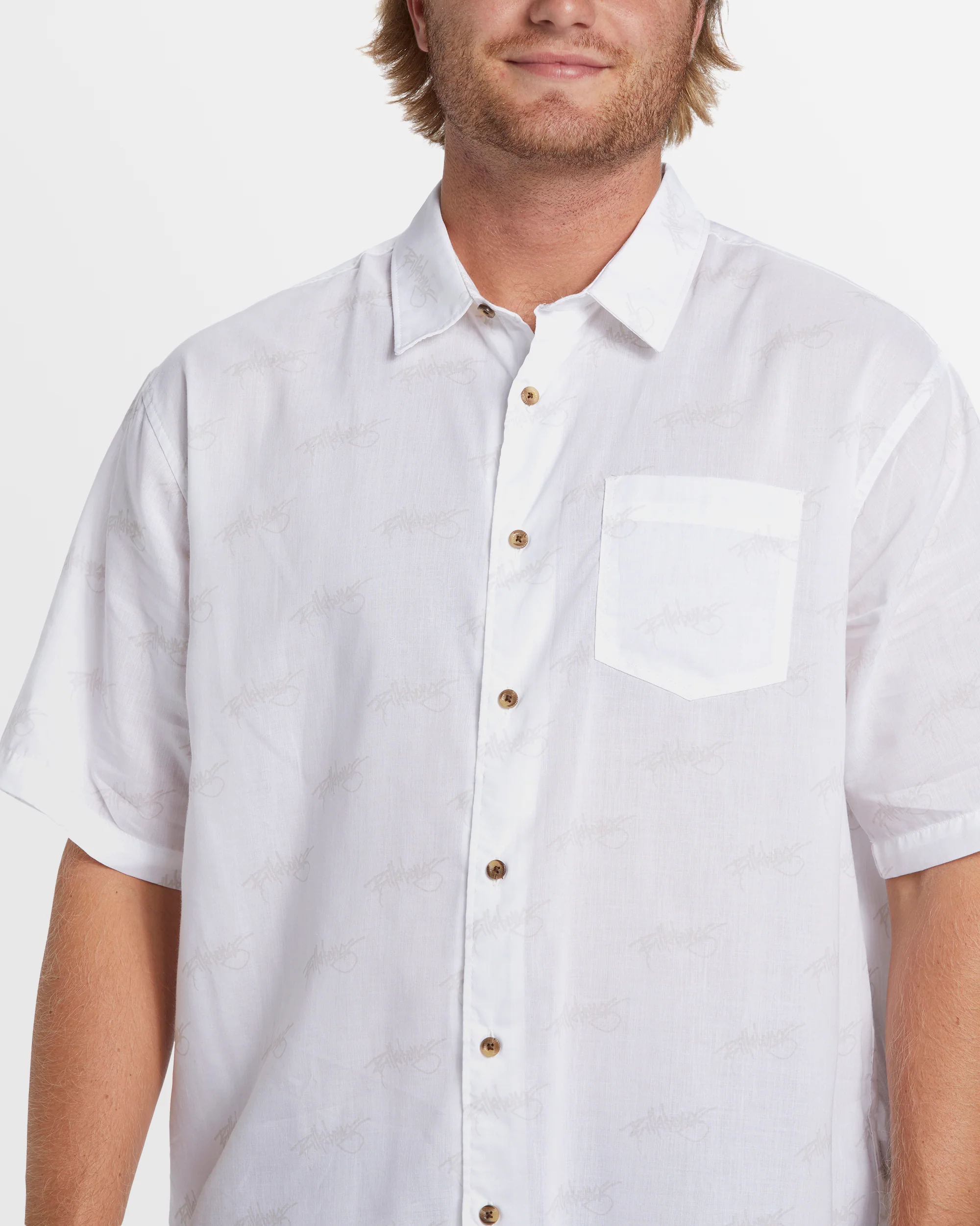 Mens Script Print Shirt - Image 4