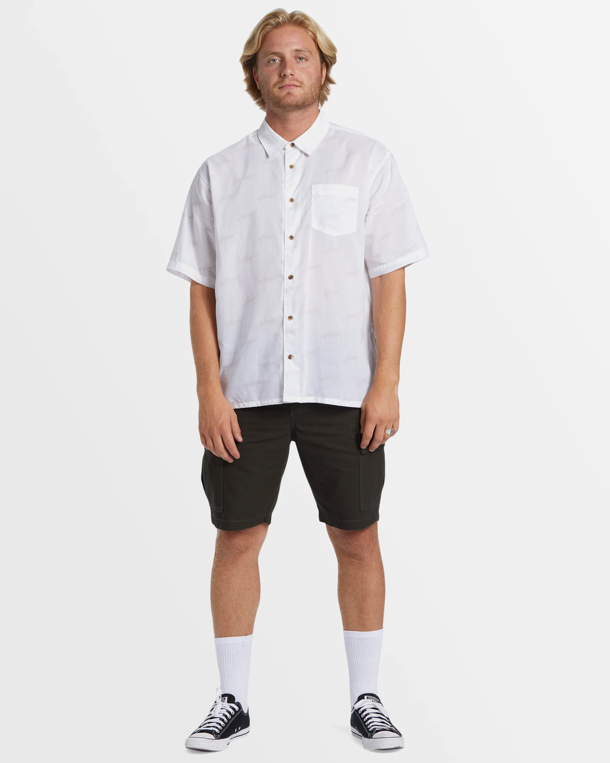 Mens Script Print Shirt - Image 5