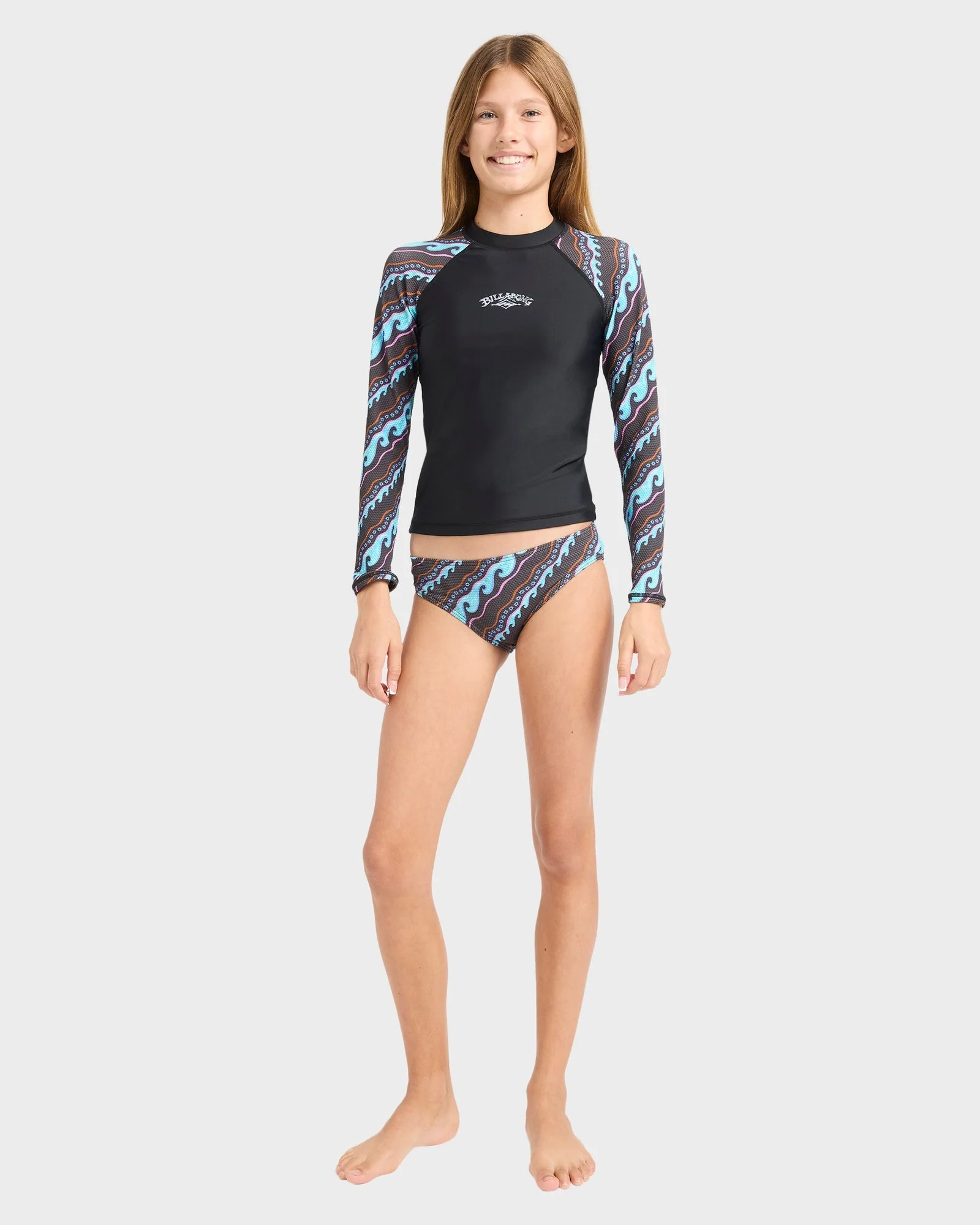 Girls 6-14 Sea Level Long Sleeve Rash Vest Set - Image 5