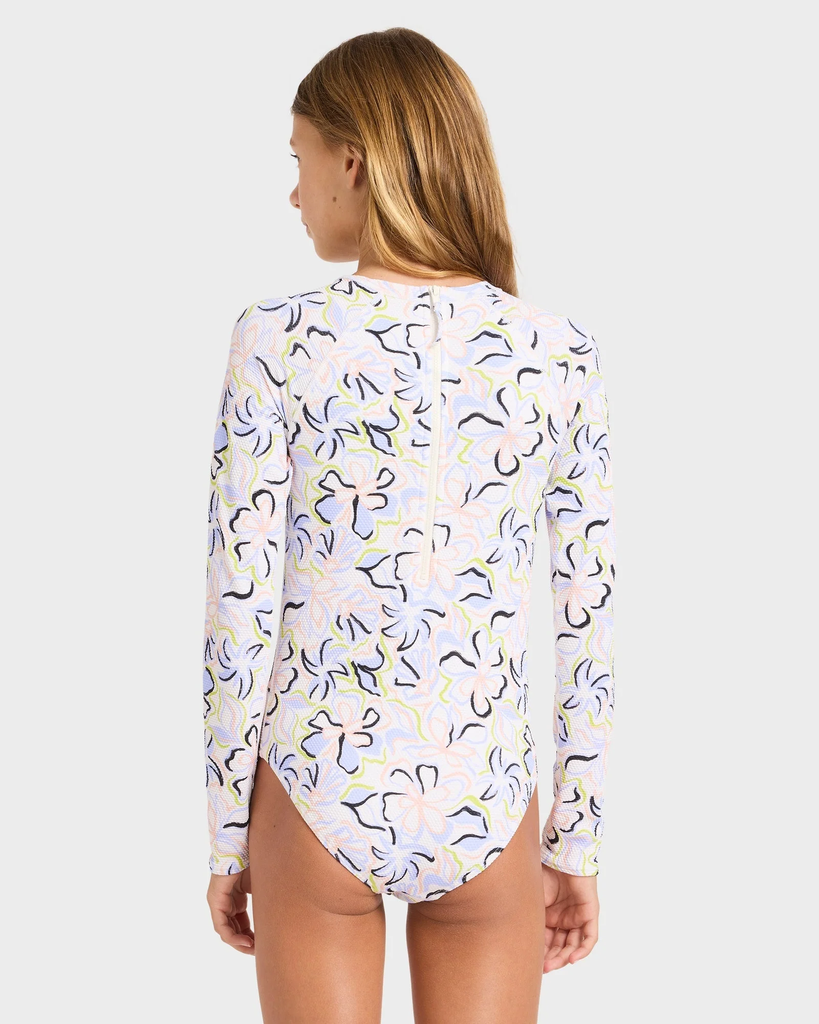 Girls 6-16 Sea Of Love Long Sleeve Bodysuit Rash Vest - Image 2