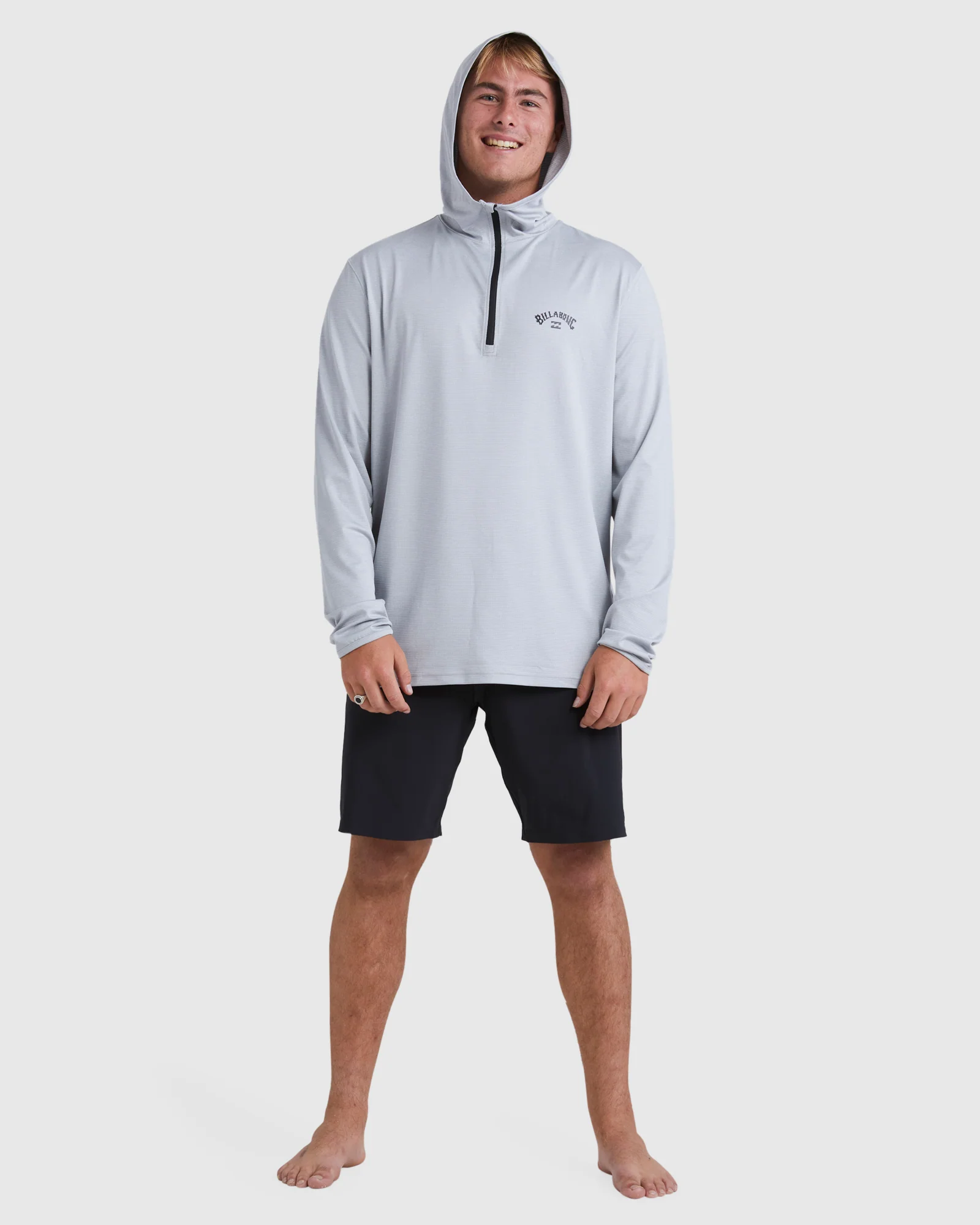 Mens Shoreline 1/4 Zip Hood Long Sleeve Rash Vest - Image 5