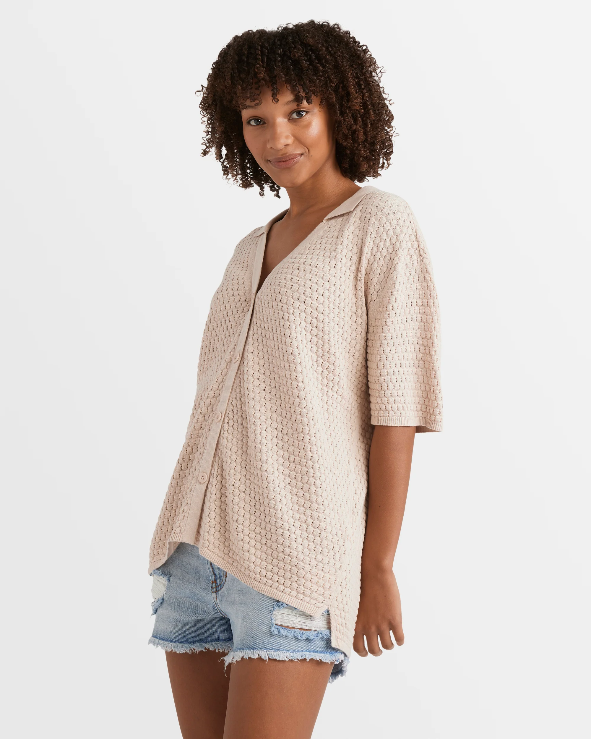 Womens Sun Bubble Knit Shirt - Image 2