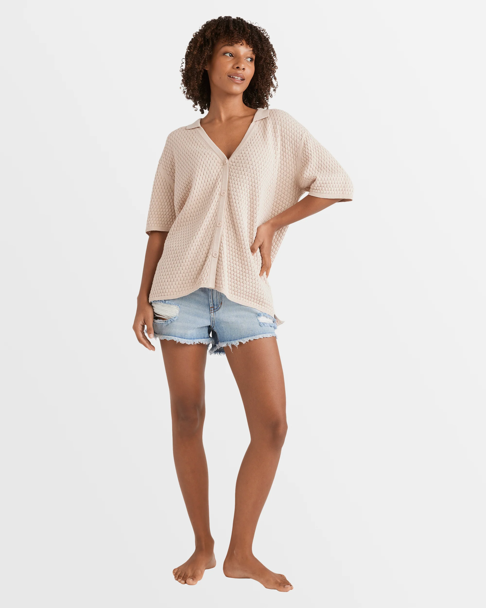 Womens Sun Bubble Knit Shirt - Image 5