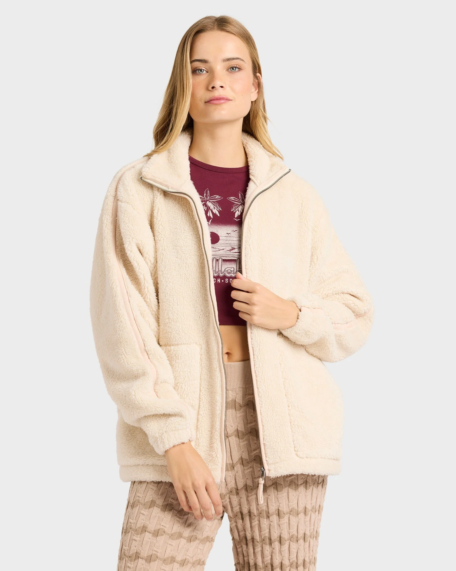 Womens Sweet Ride Zip Up Sherpa Jacket - Image 2