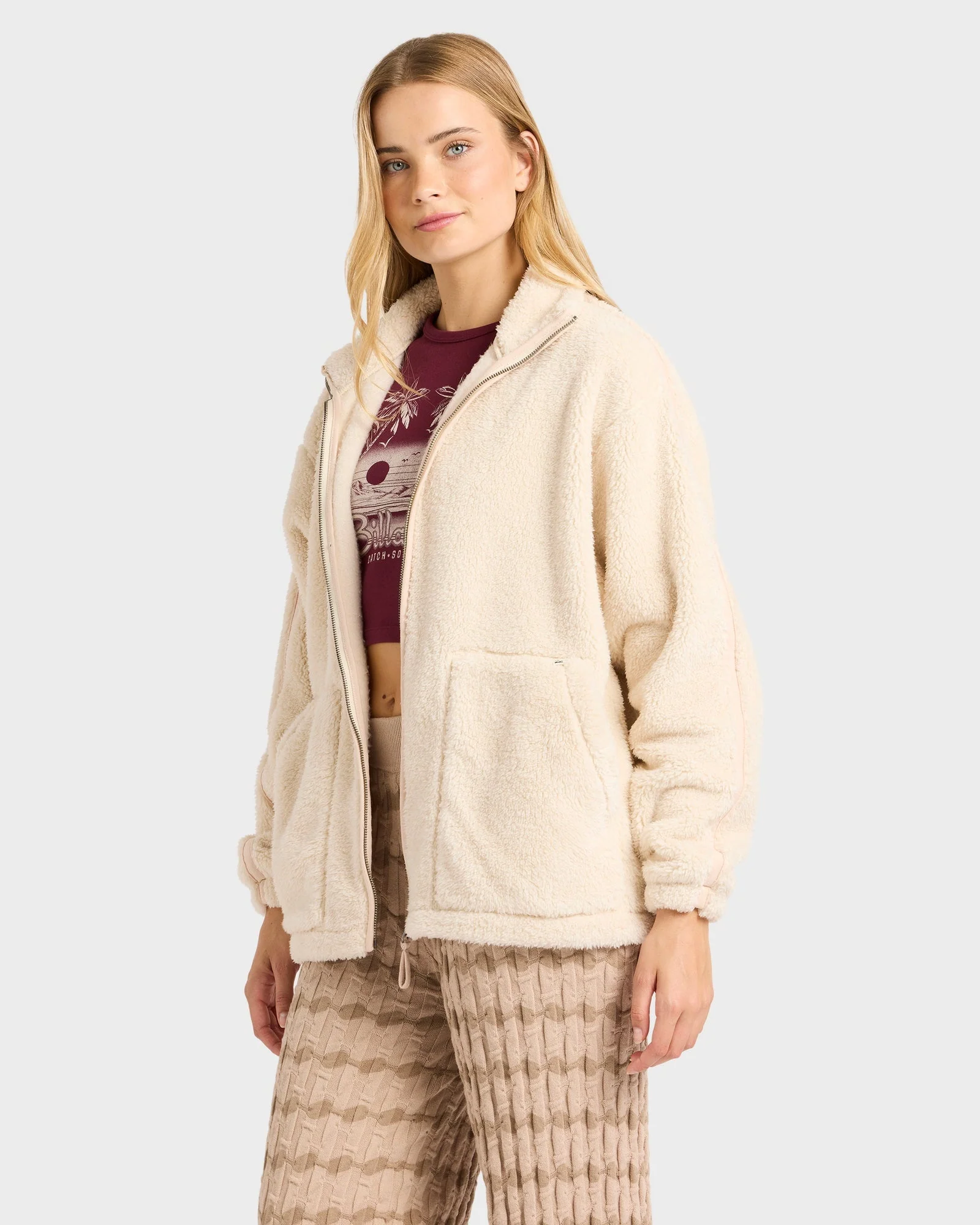 Womens Sweet Ride Zip Up Sherpa Jacket - Image 4