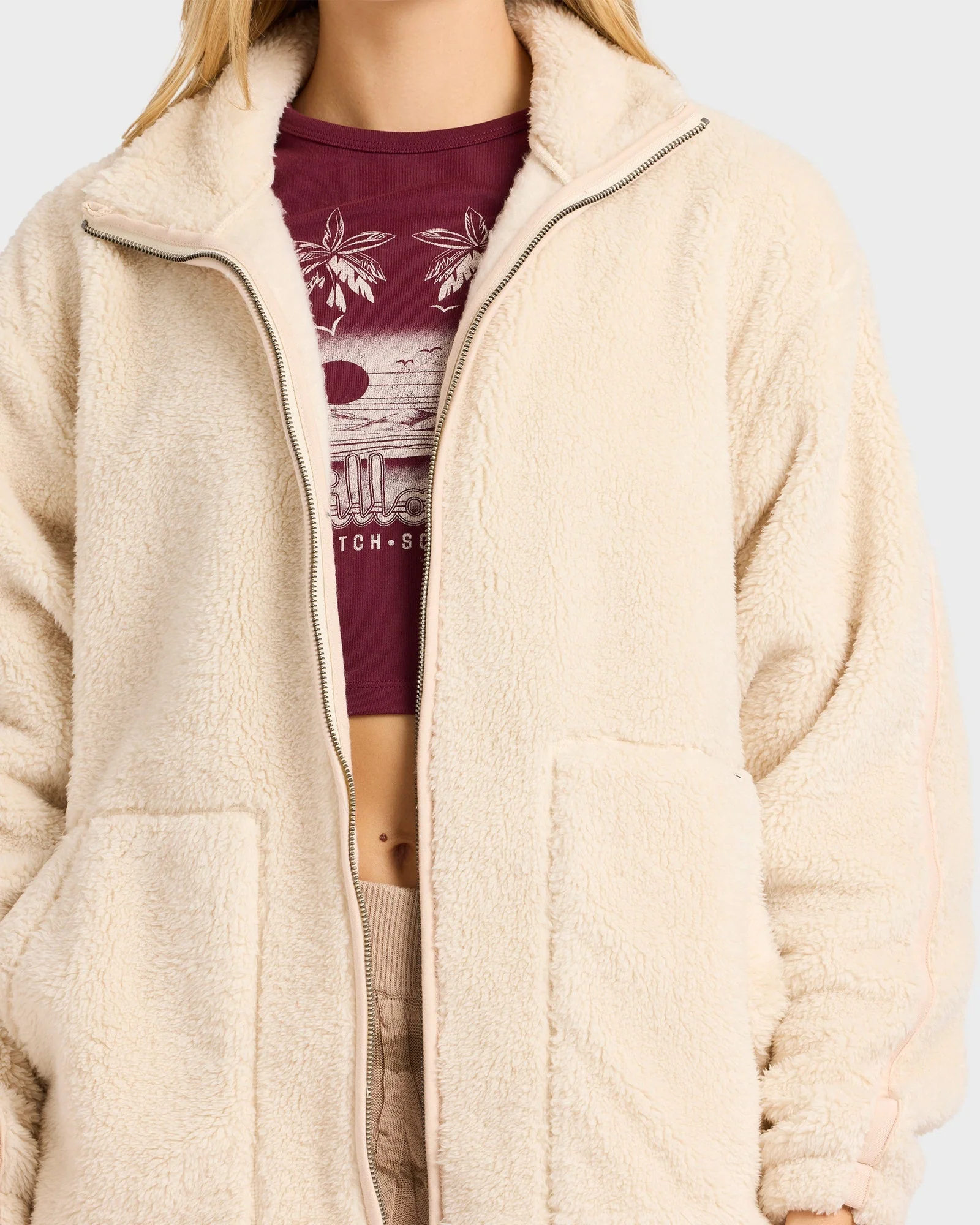 Womens Sweet Ride Zip Up Sherpa Jacket - Image 5