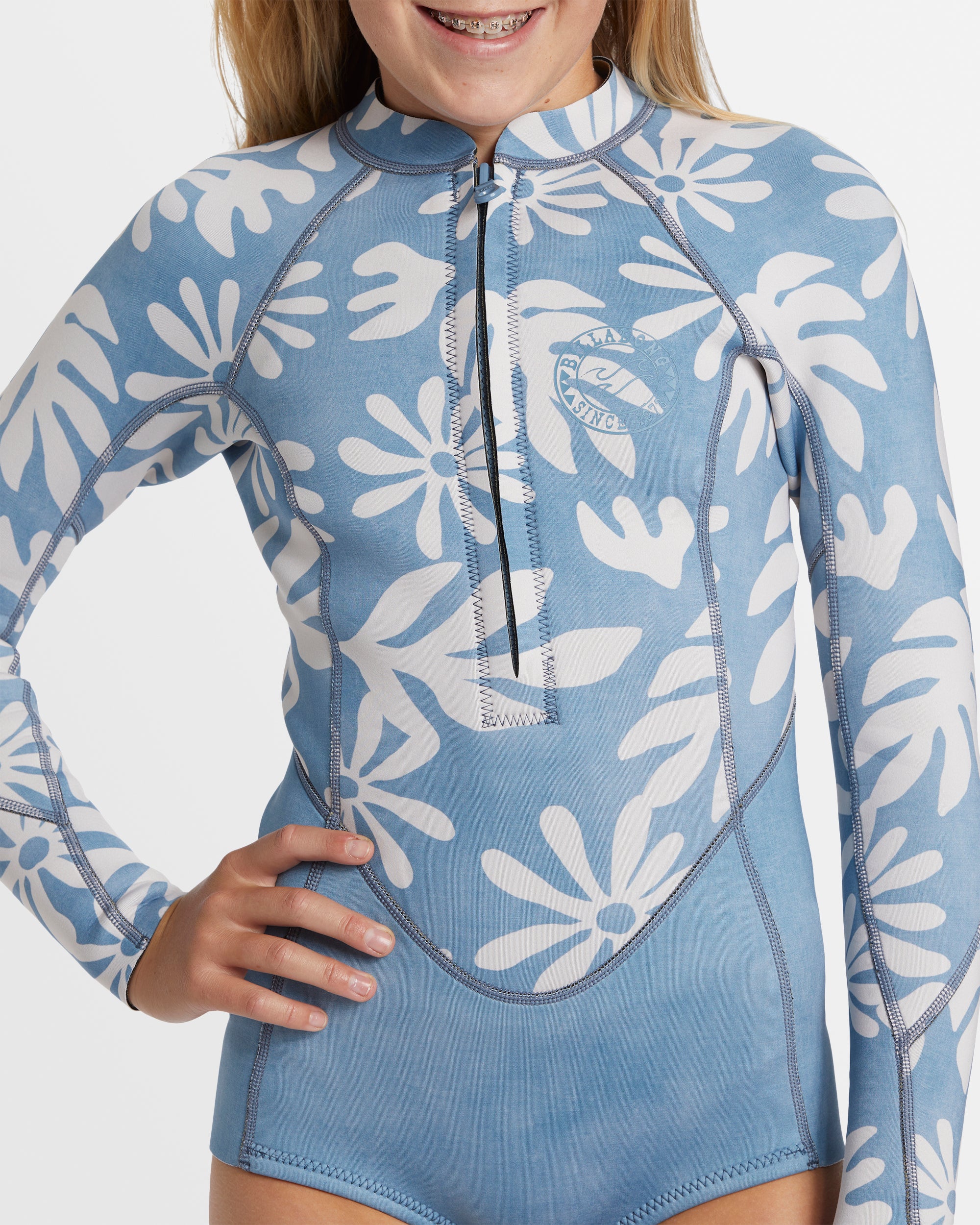 Girls 6-16 Salty Dayz Natural Long Sleeve Springsuit - Image 4