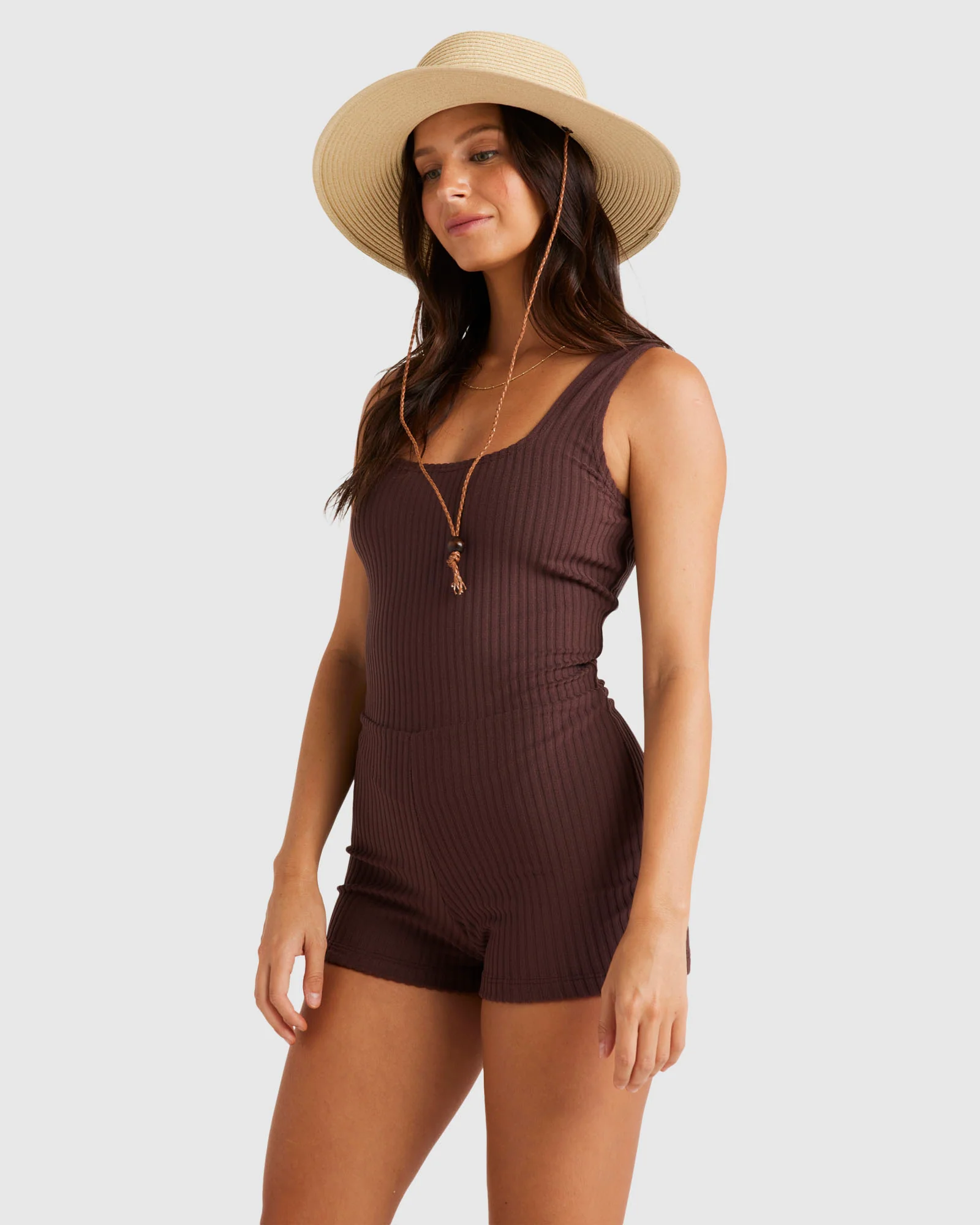 Womens Terry Rib Retro Surf Bodysuit One Piece - Image 3