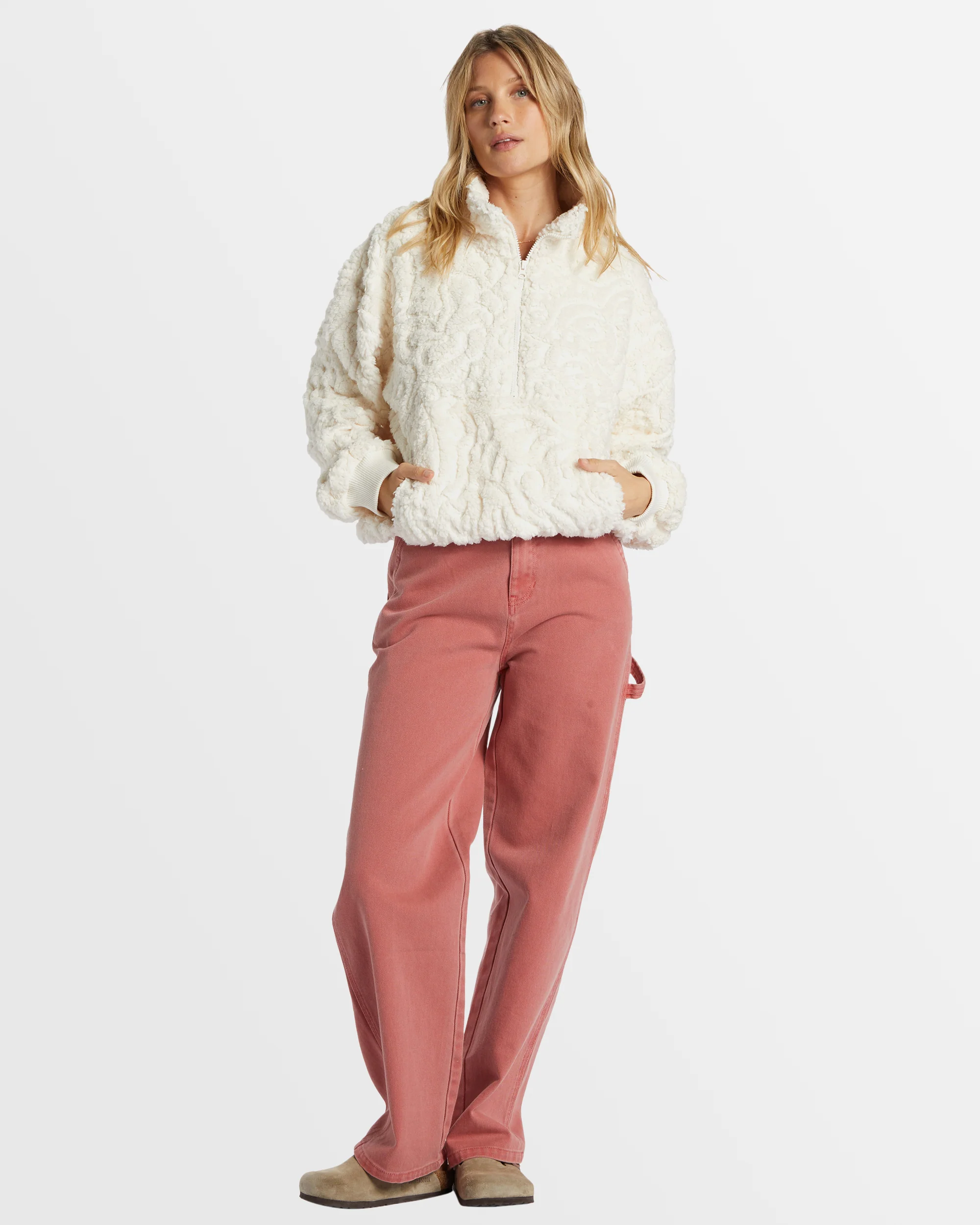 Womens Time Off Half-Zip Fleece Pullover - Image 5