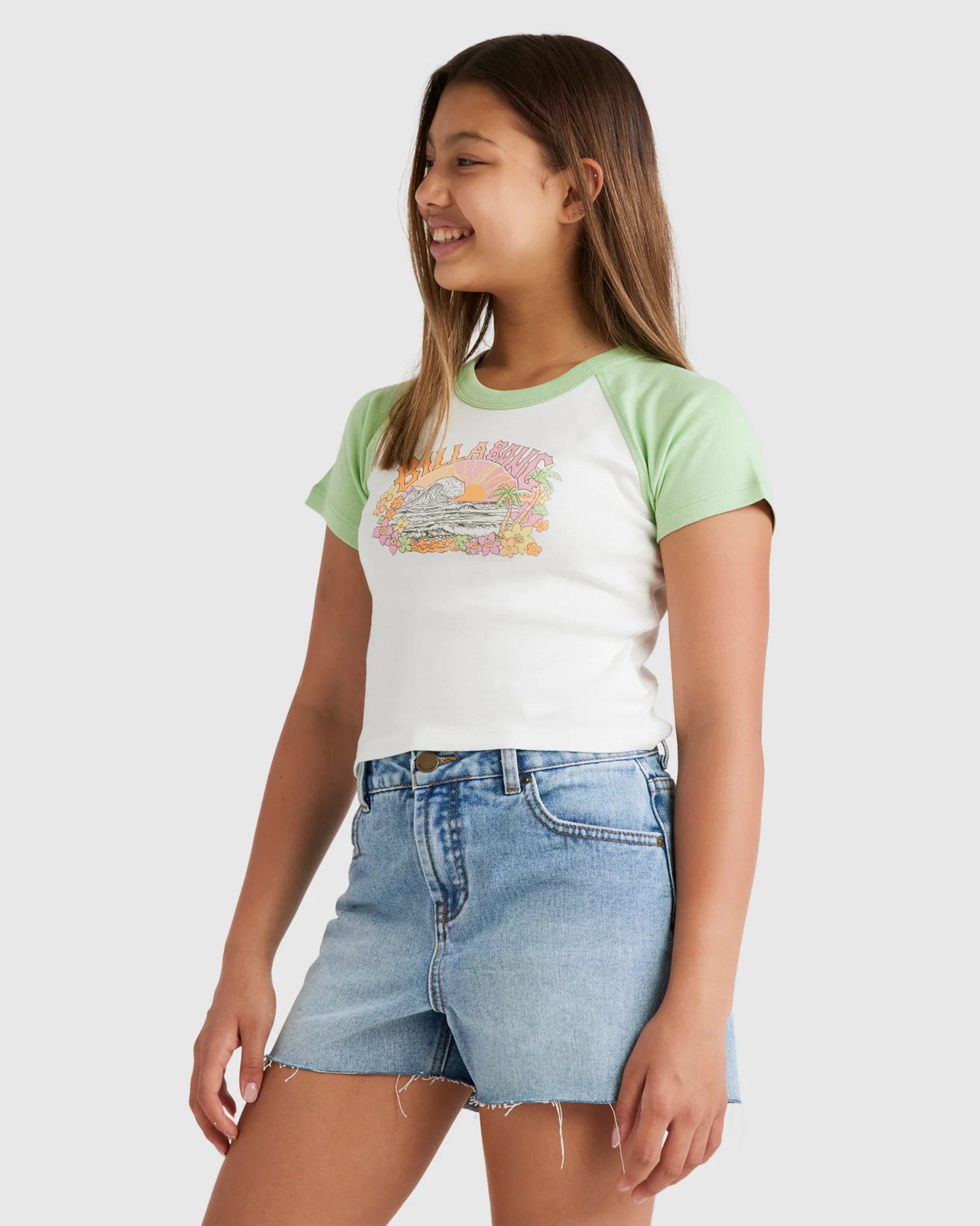 Girls 6-14 Tropical Views Raglan T-Shirt - Image 2