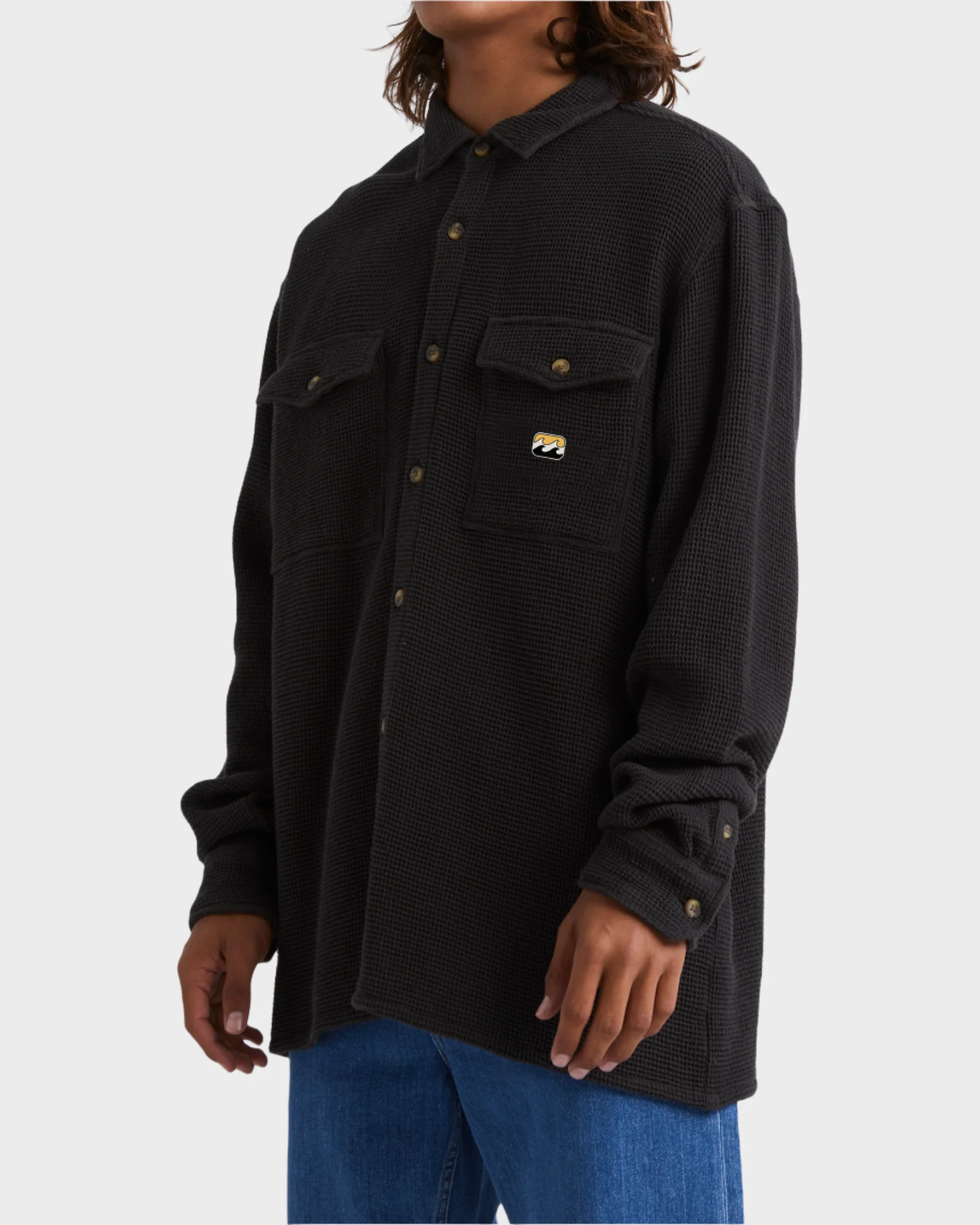 Mens Waffle On Long Sleeve Shirt - Image 2