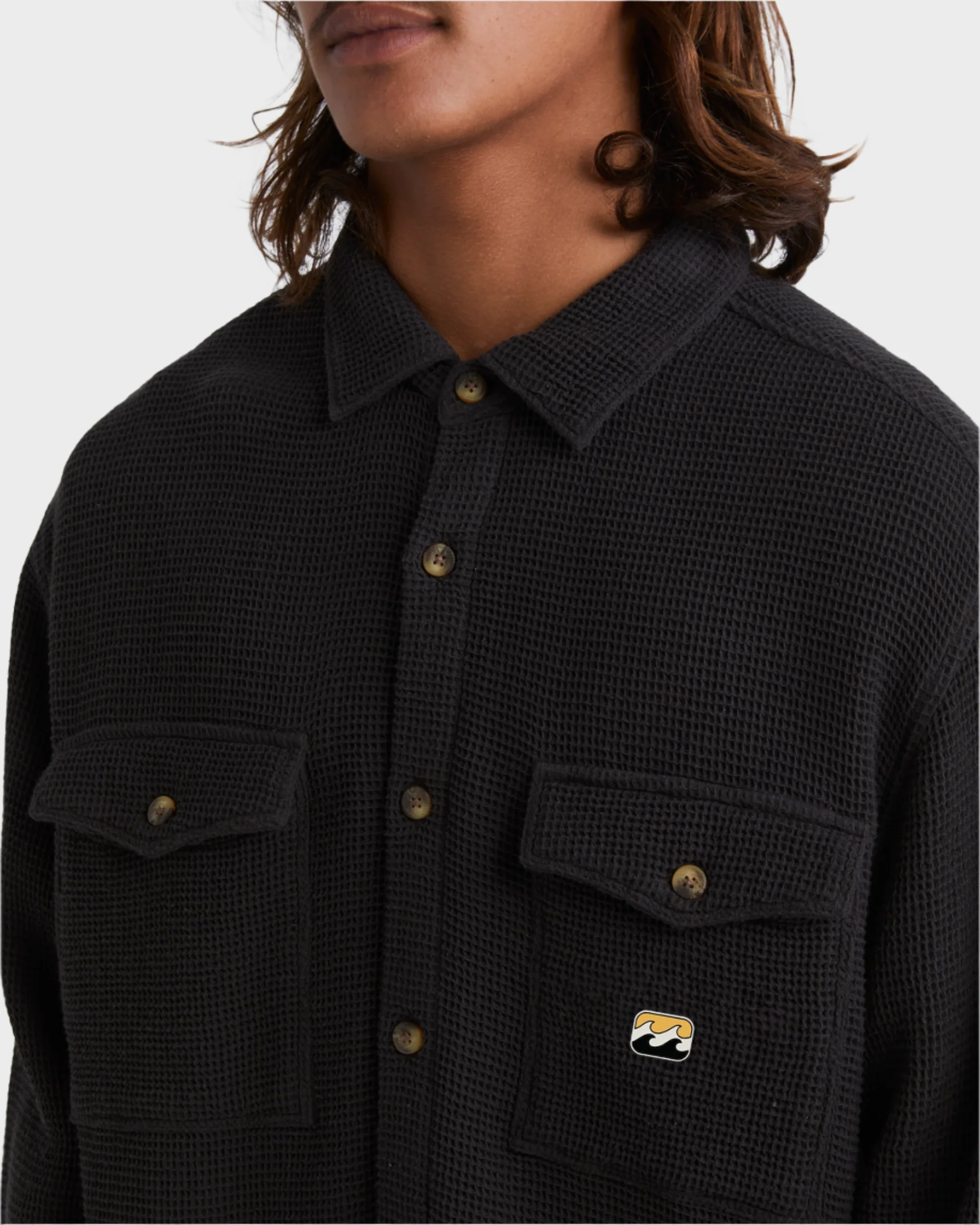 Mens Waffle On Long Sleeve Shirt - Image 4