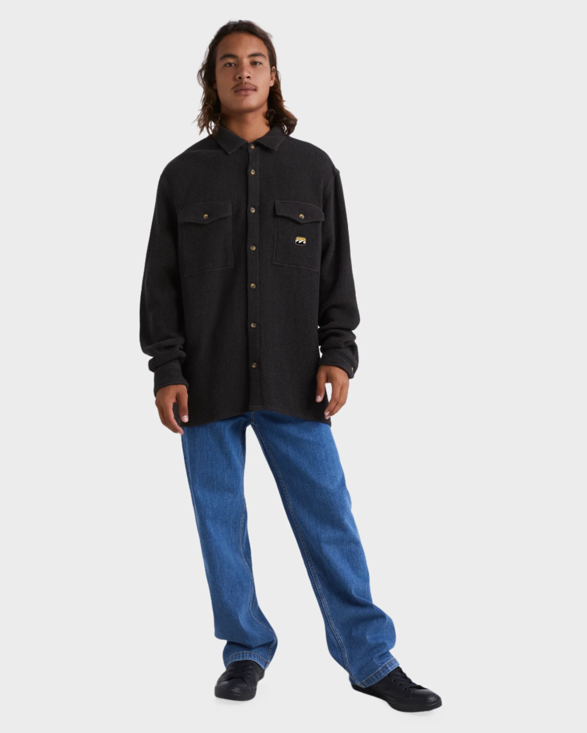 Mens Waffle On Long Sleeve Shirt - Image 5