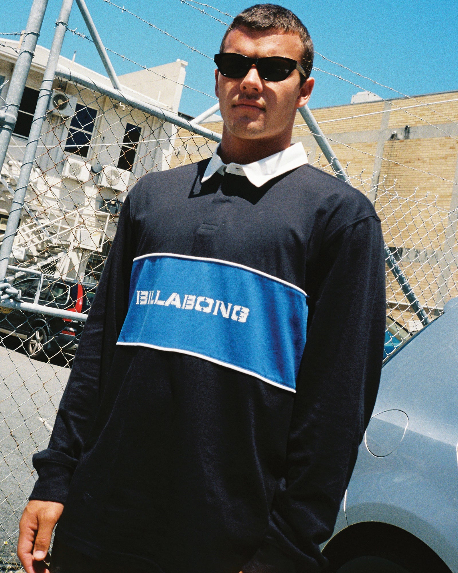 Mens Warped Rugby Long Sleeve Polo Shirt - Image 2