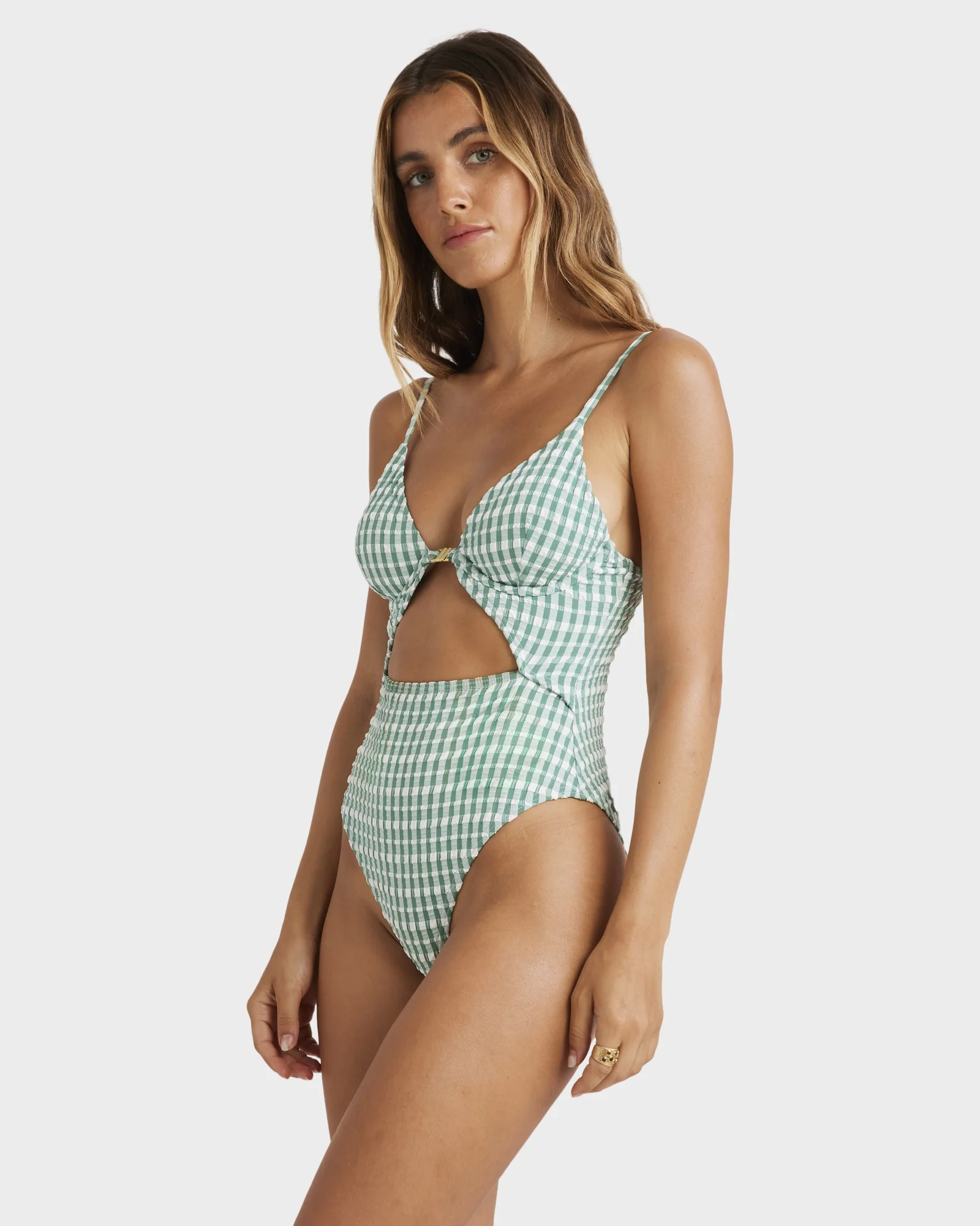 Womens Wave Check One Piece Swimsuit - Image 2