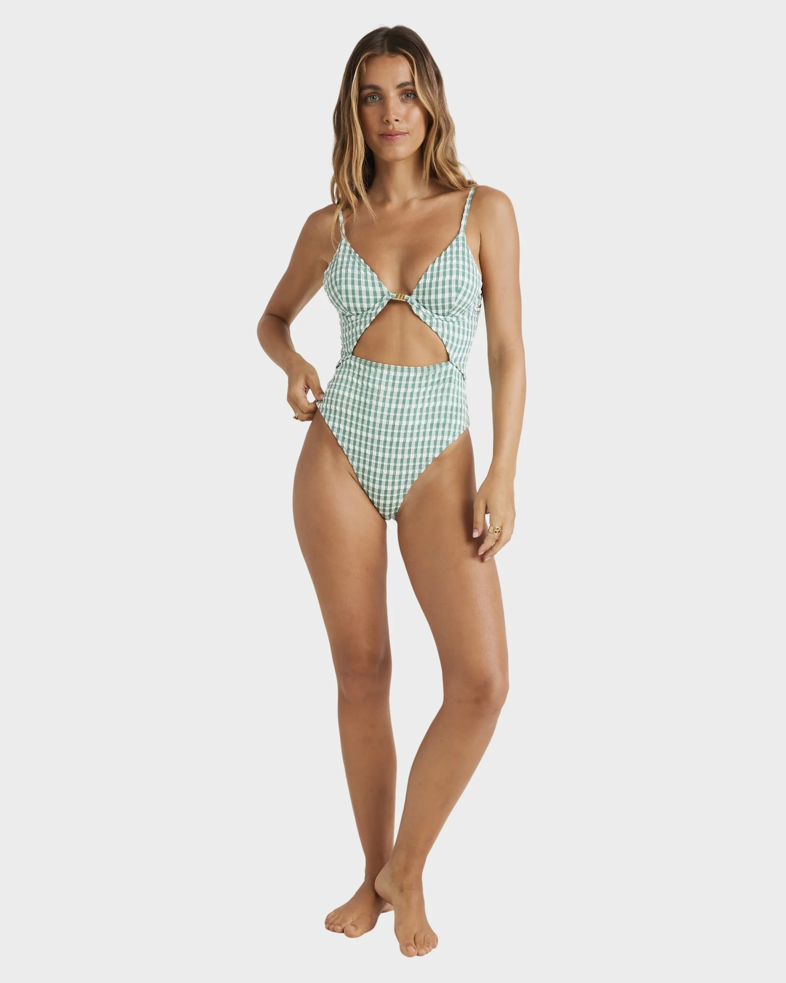 Womens Wave Check One Piece Swimsuit - Image 5