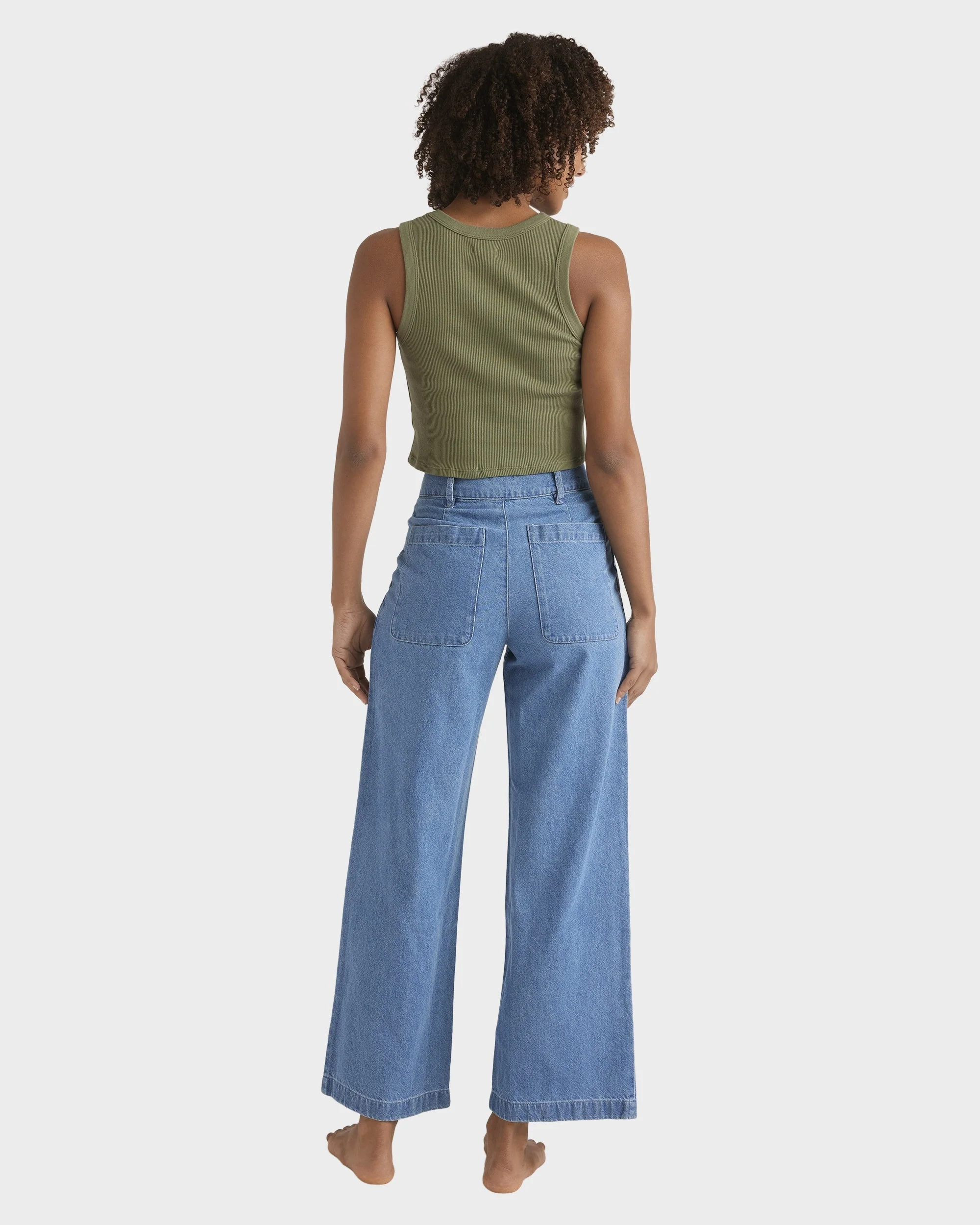 Womens Wave Washed Denim Jeans - Image 3